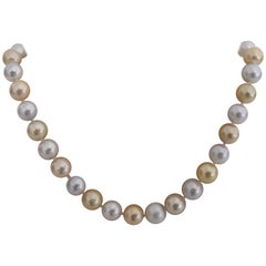 South Sea Pearl Necklace of Natural Colors Golden and White