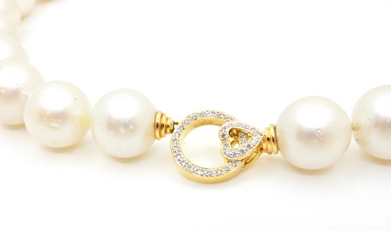 South Sea Pearl Necklace with 18 Carat Yellow Gold and Diamond Clasp ...