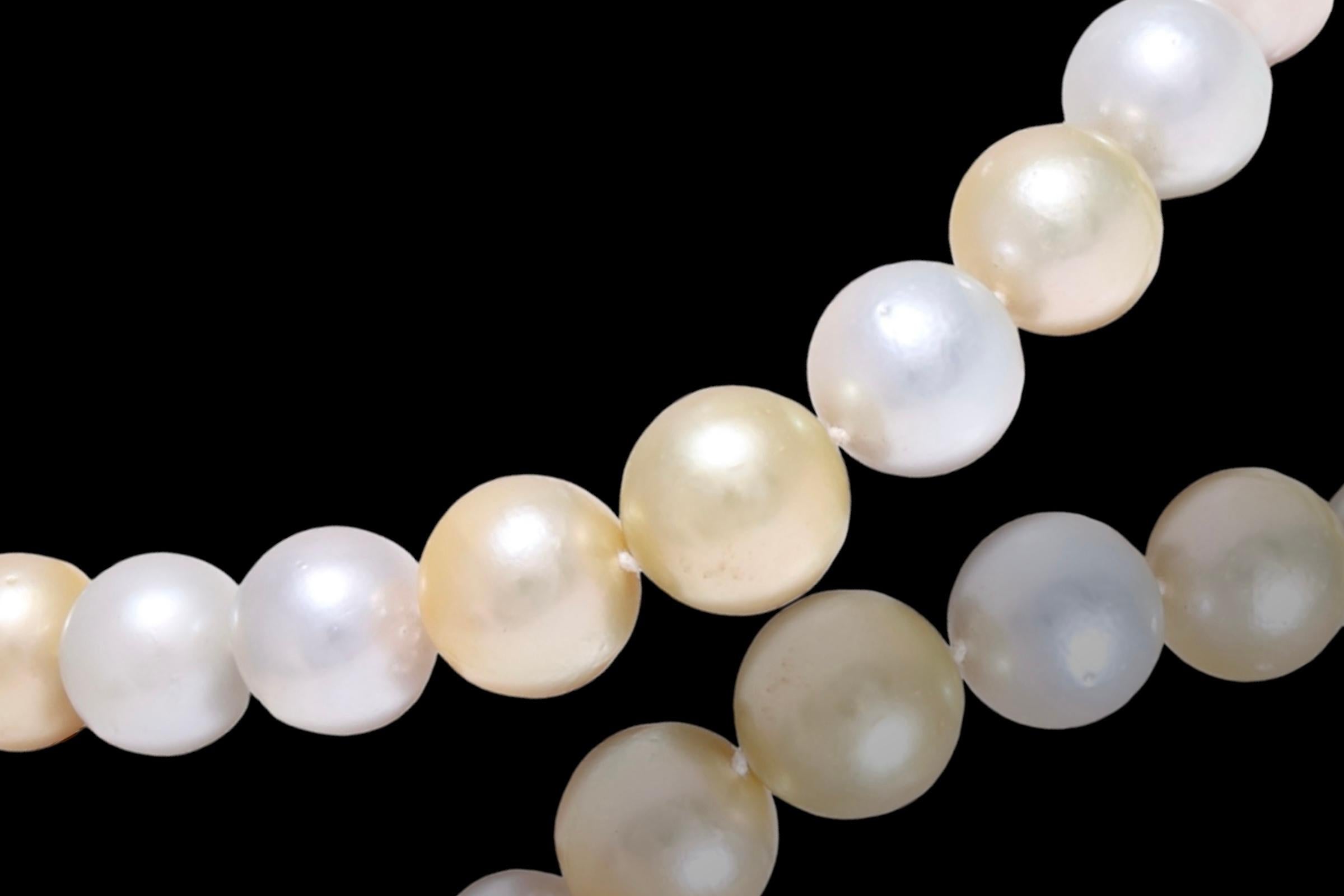 Collana di perle dei mari del sud con 18 kt. Serratura rotonda in oro con diamanti, 12 - 16,7 mm in vendita 5