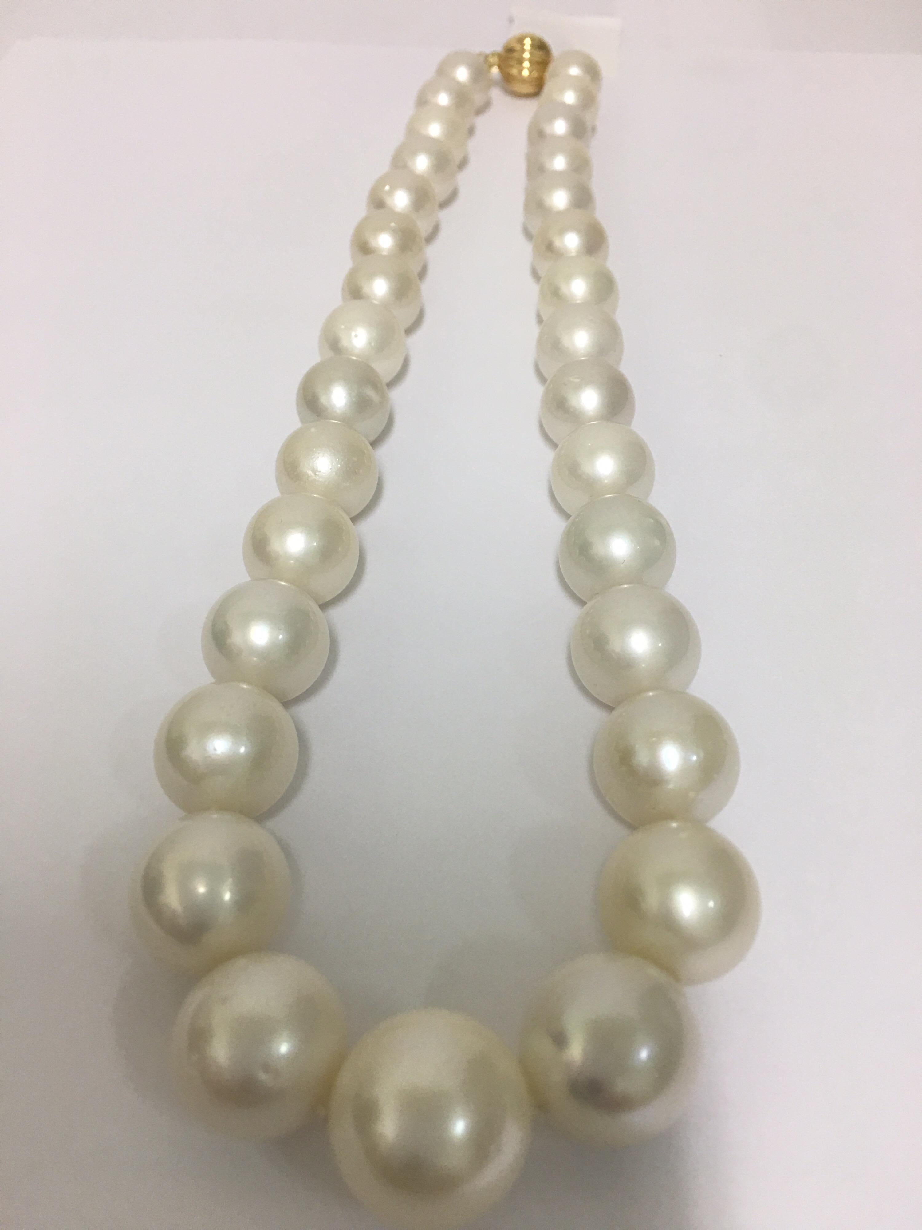 Natural South Sea Pearl with 14K Yellow Gold Clasp.
Size of the pearl are 12 MM-16.8MM
All pearl has Birthmark, Help you to find its natural Pearl.
Length is 19 Inches