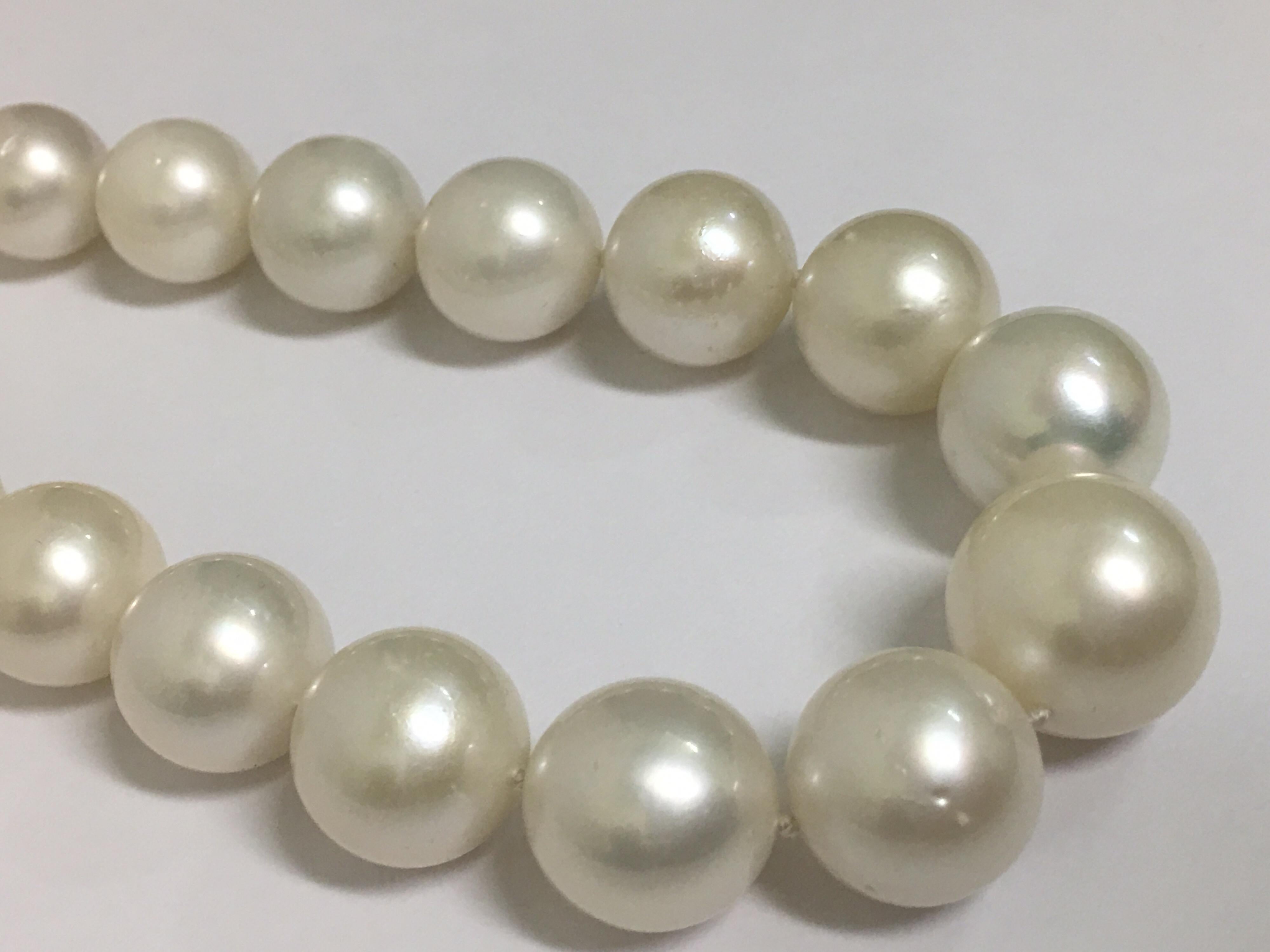 South Sea Pearl Necklace with Gold Clasp In New Condition In Trumbull, CT