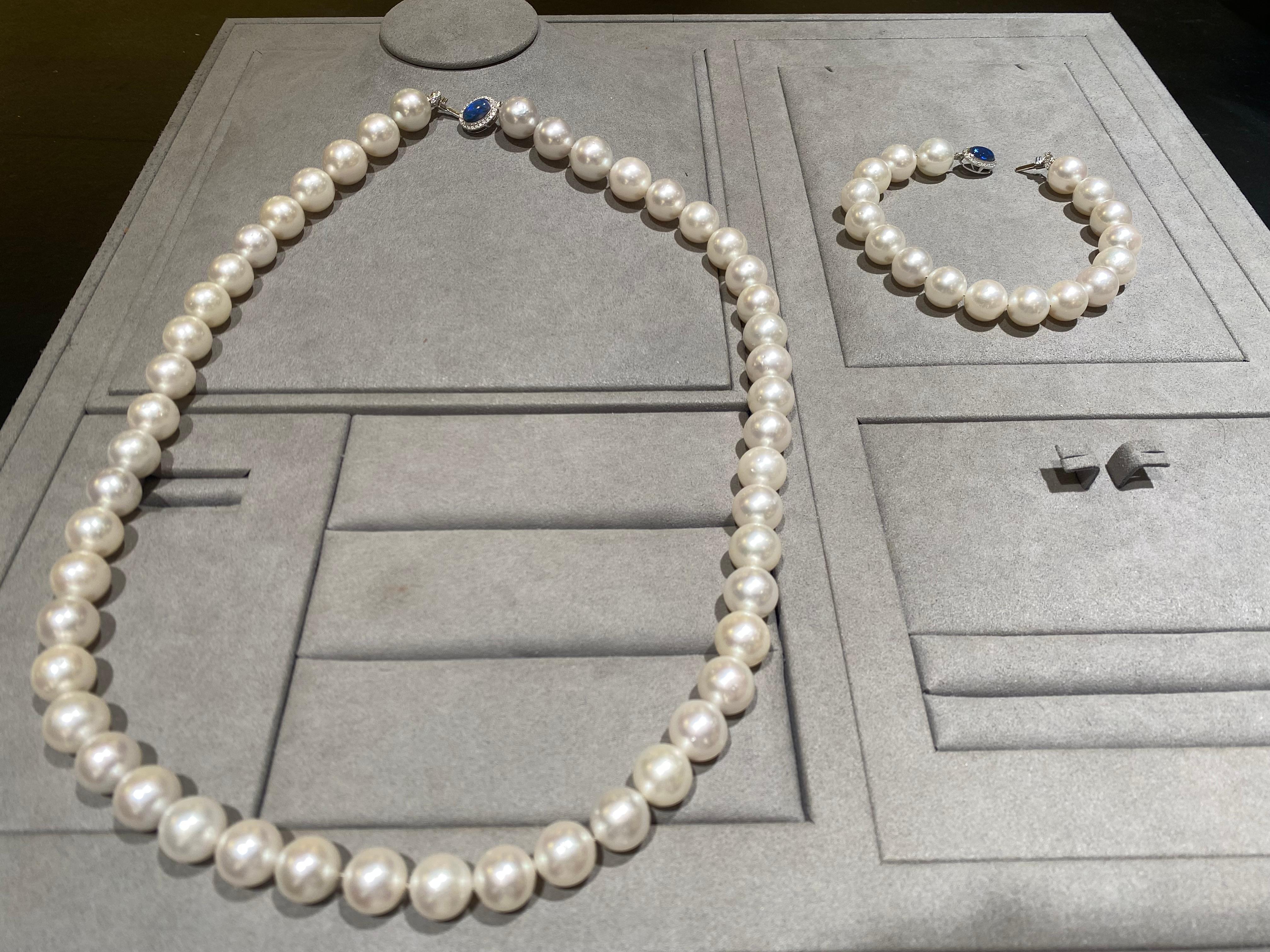  Collier de perles des mers du Sud avec deux fermoirs en opale noire massive australienne et diamants Neuf - En vente à Melbourne, AU