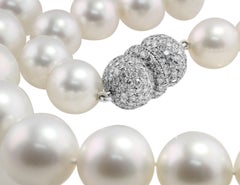 South Sea Pearl Necklace with Pave Diamond Platinum Clasp