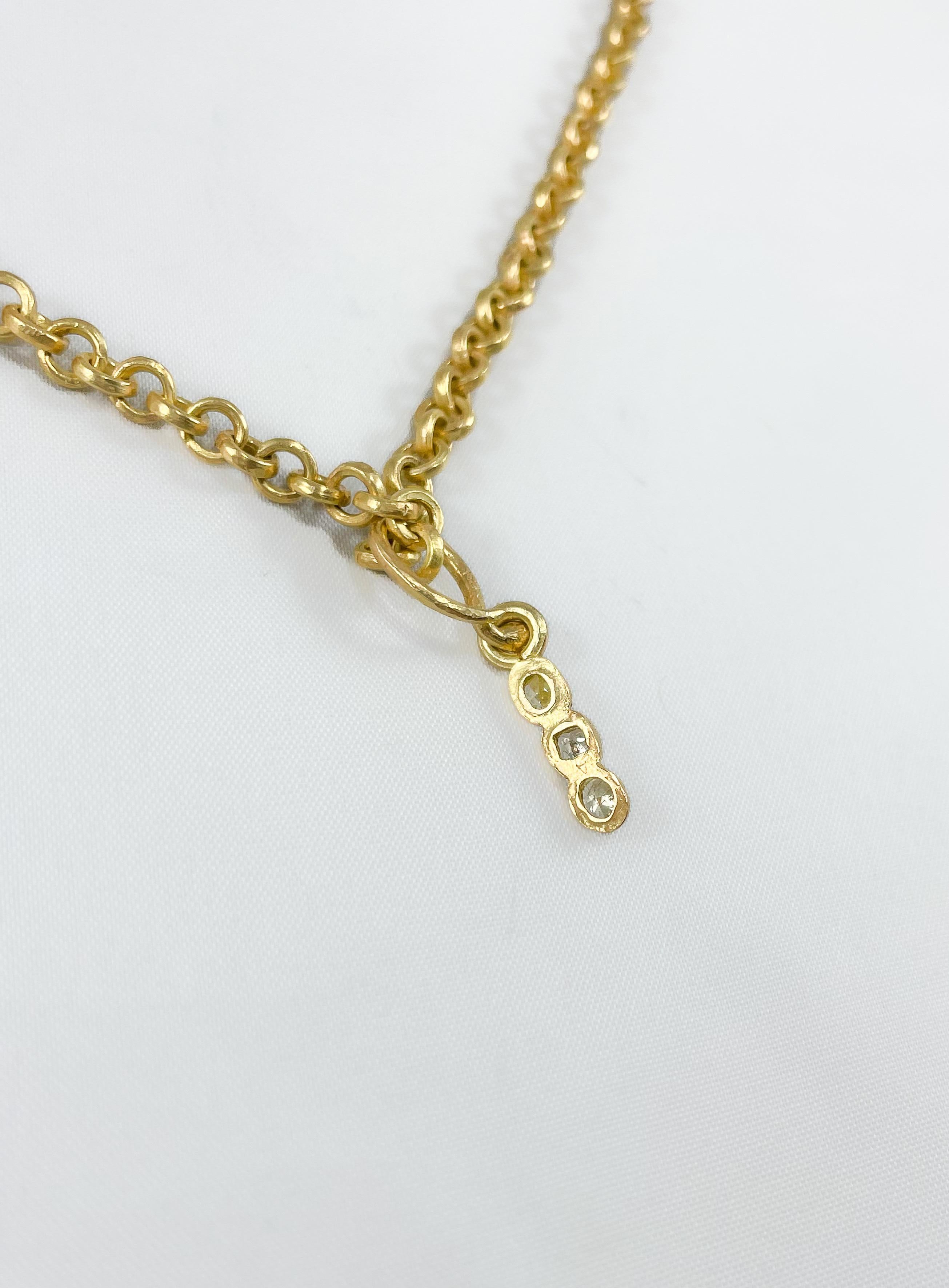 17mm Cream Pearl on 18K Gold Chain Necklace Diamond Enhancer and Toggle Clasp For Sale 4