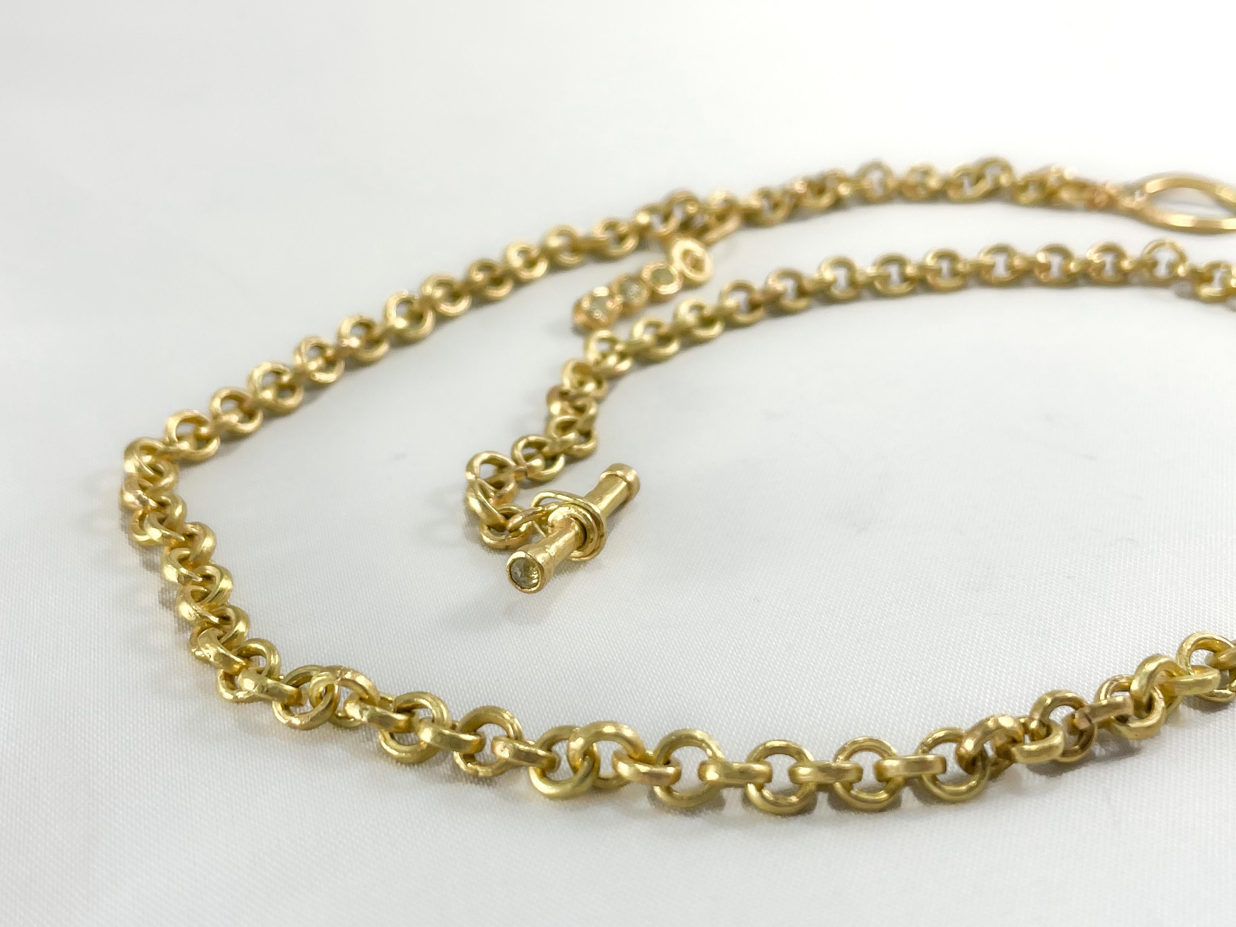 17mm Cream Pearl on 18K Gold Chain Necklace Diamond Enhancer and Toggle Clasp For Sale 6