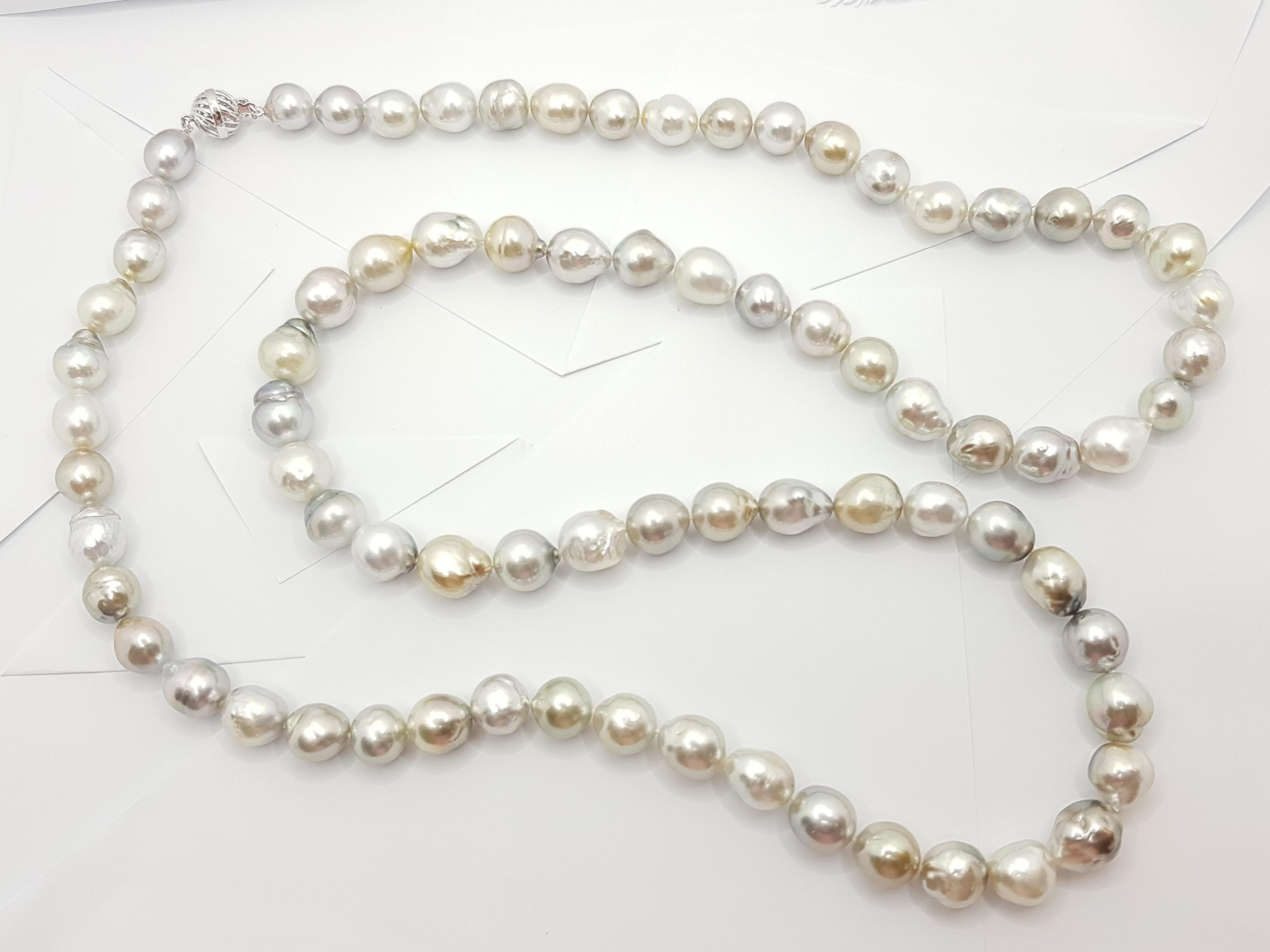 South Sea Pearl Opera Necklace with 18 Karat White Gold Clasp For Sale 8