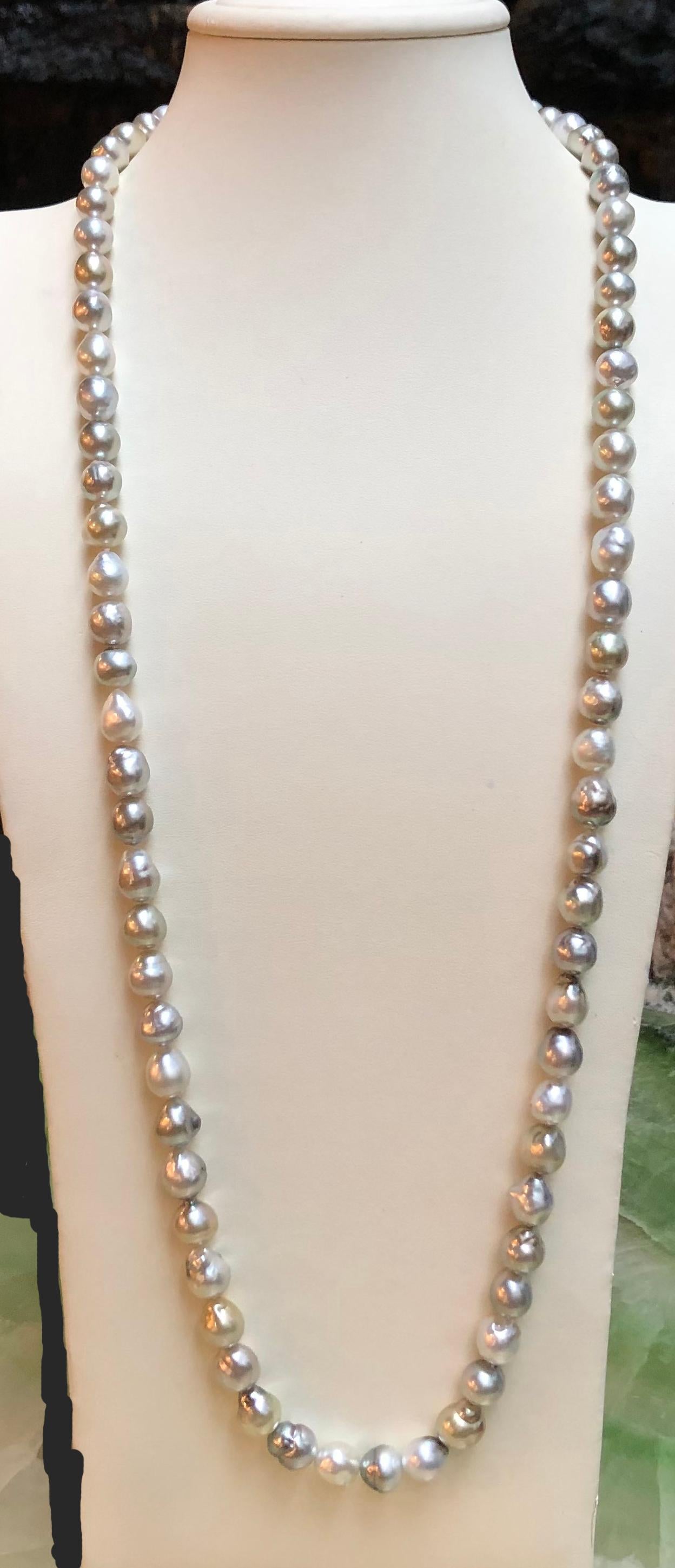 Contemporary South Sea Pearl Opera Necklace with 18 Karat White Gold Clasp For Sale