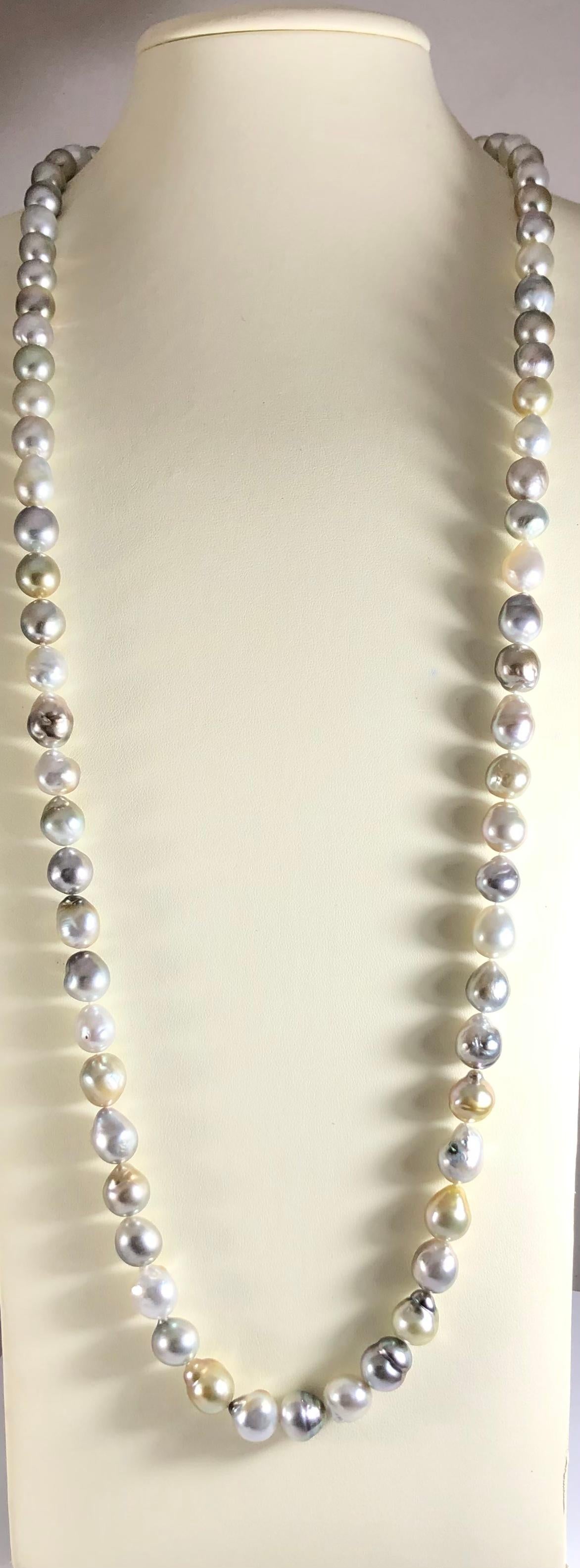 South Sea Pearl Opera Necklace with 18 Karat White Gold Clasp For Sale 2