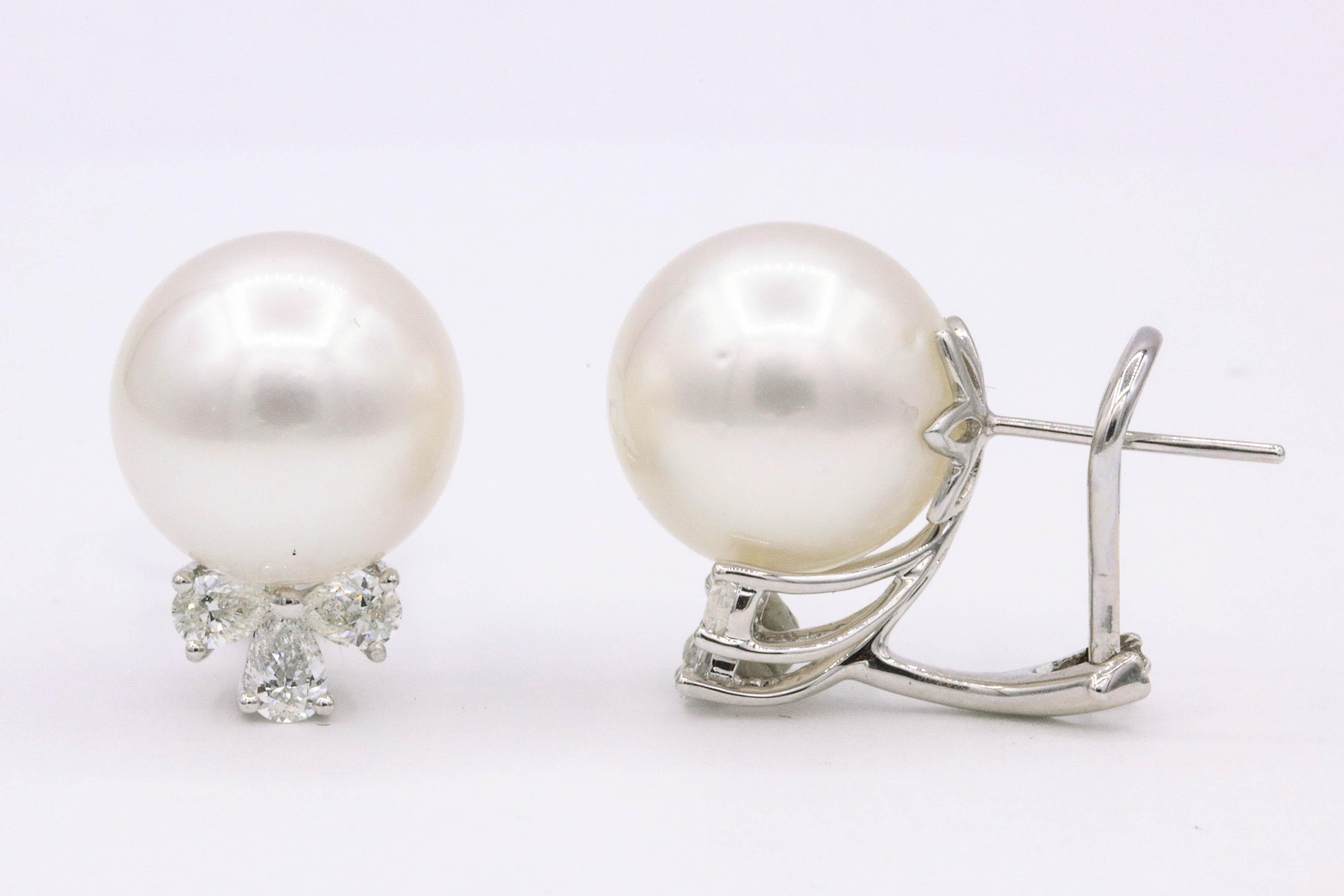 Südseeperlen-Ohrringe in Birnenform mit Diamanten 0,85 Karat (Zeitgenössisch) im Angebot