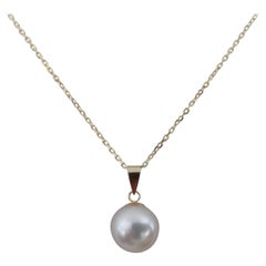 South Sea Pearl Pendant Round, 18 Karat Gold, White Pink Natural Color