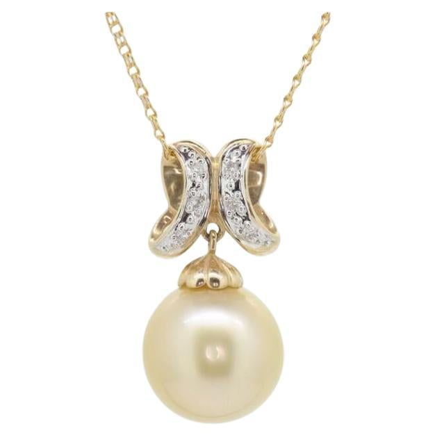 South Sea Pearl Pendant. 14k Gold South Sea Pearl Dangle Pendant Necklace.