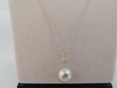 South Sea Pearl Pendant, Diamond, 14 Karat Gold