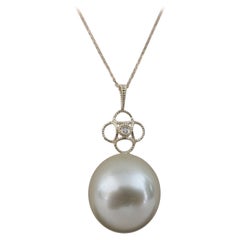 South Sea Pearl Pendant, Diamond, 14 Karat Gold