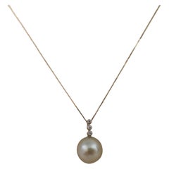 South Sea Pearl Pendant Necklace, Diamonds, 18 Karat Gold