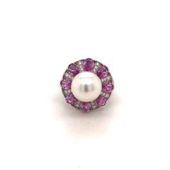 South Sea Pearl, Pink Sapphire and Diamond Cocktail Ring