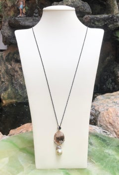 South Sea Pearl, Quartz, Brown Diamond with Black Spinel Necklace in 18K Gold
