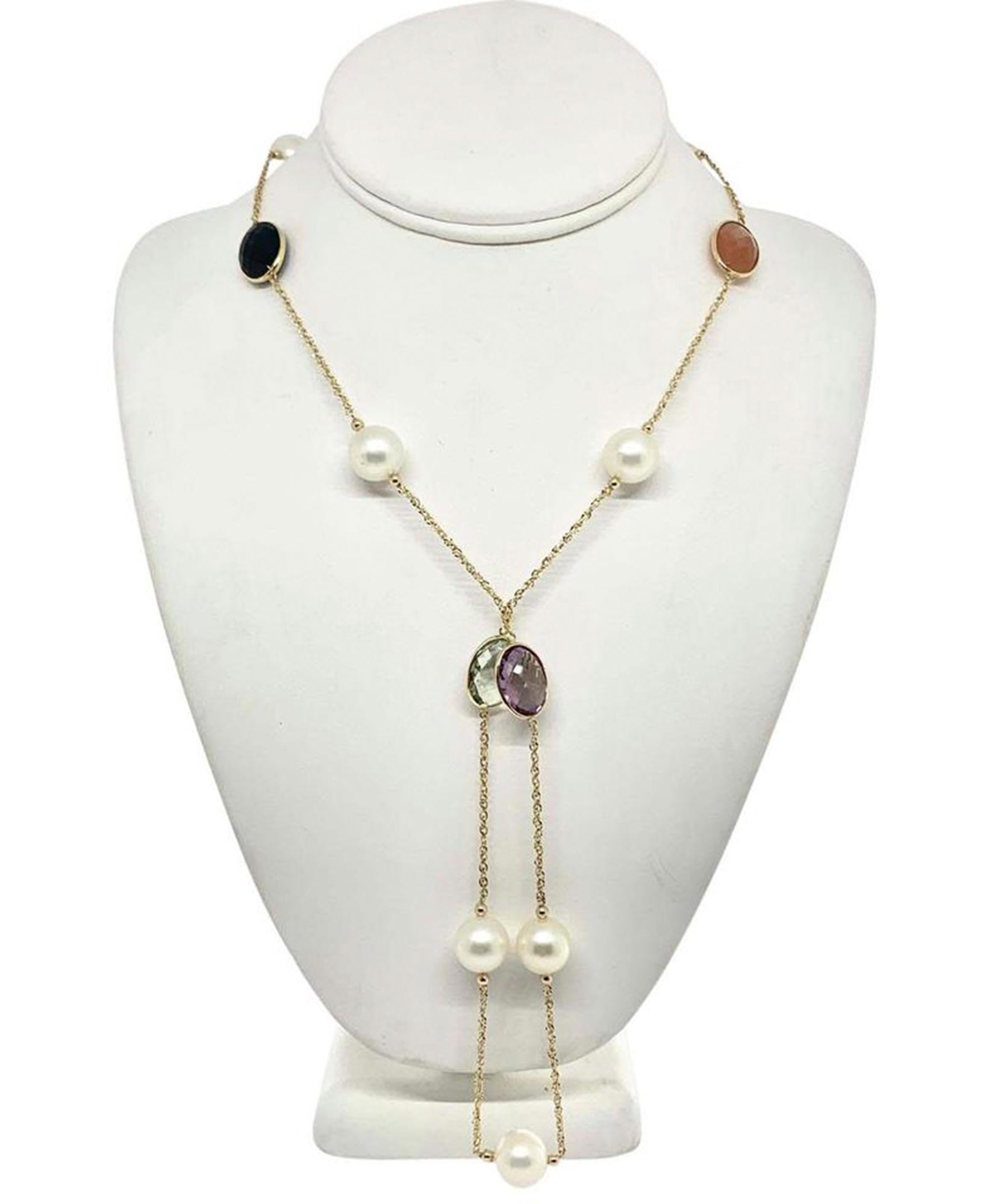 South Sea Pearl Quartz Necklace 14k Gold Certified In New Condition For Sale In Brooklyn, NY