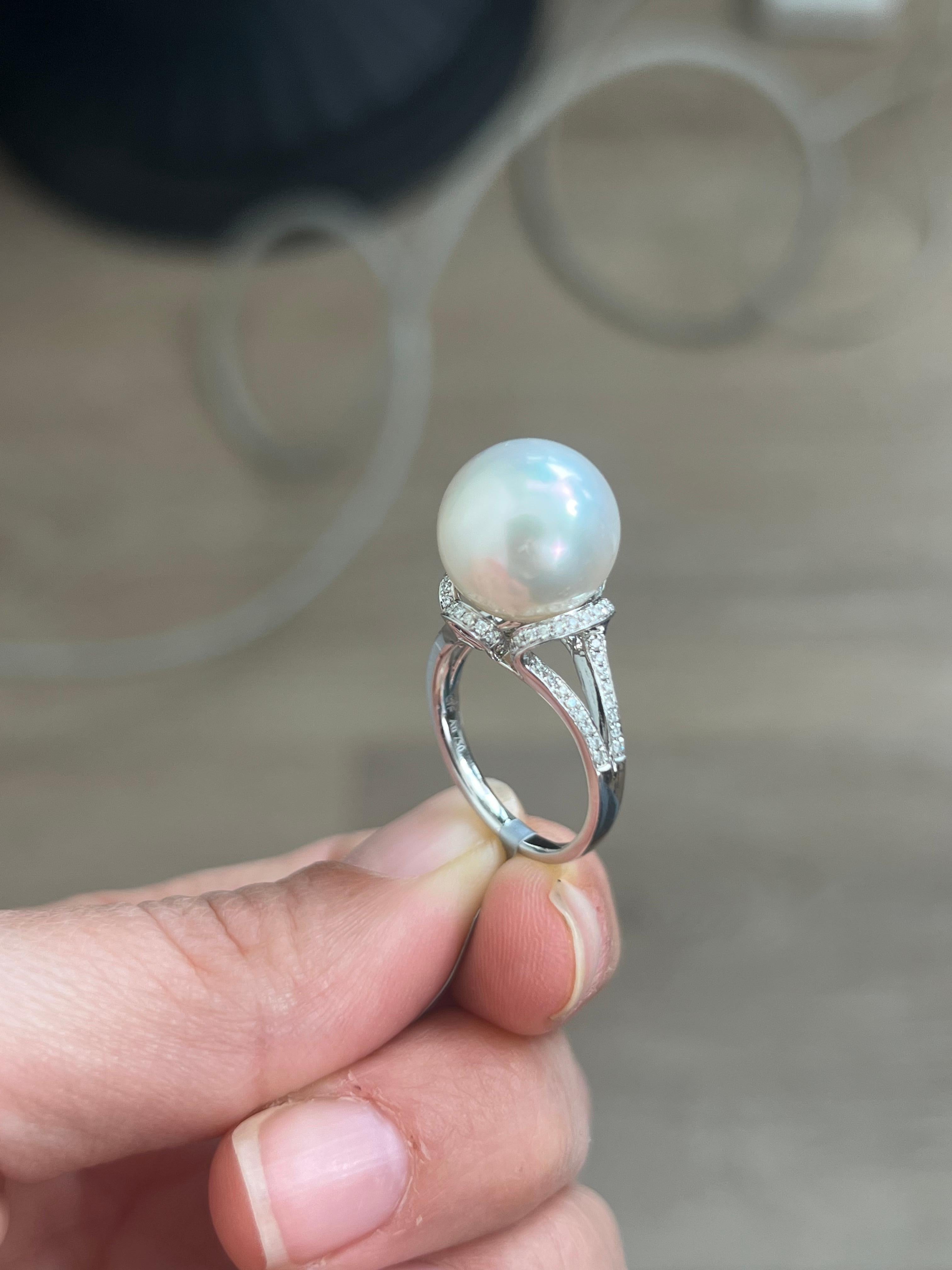 South Sea Pearl Ring 18k White Gold For Sale 1