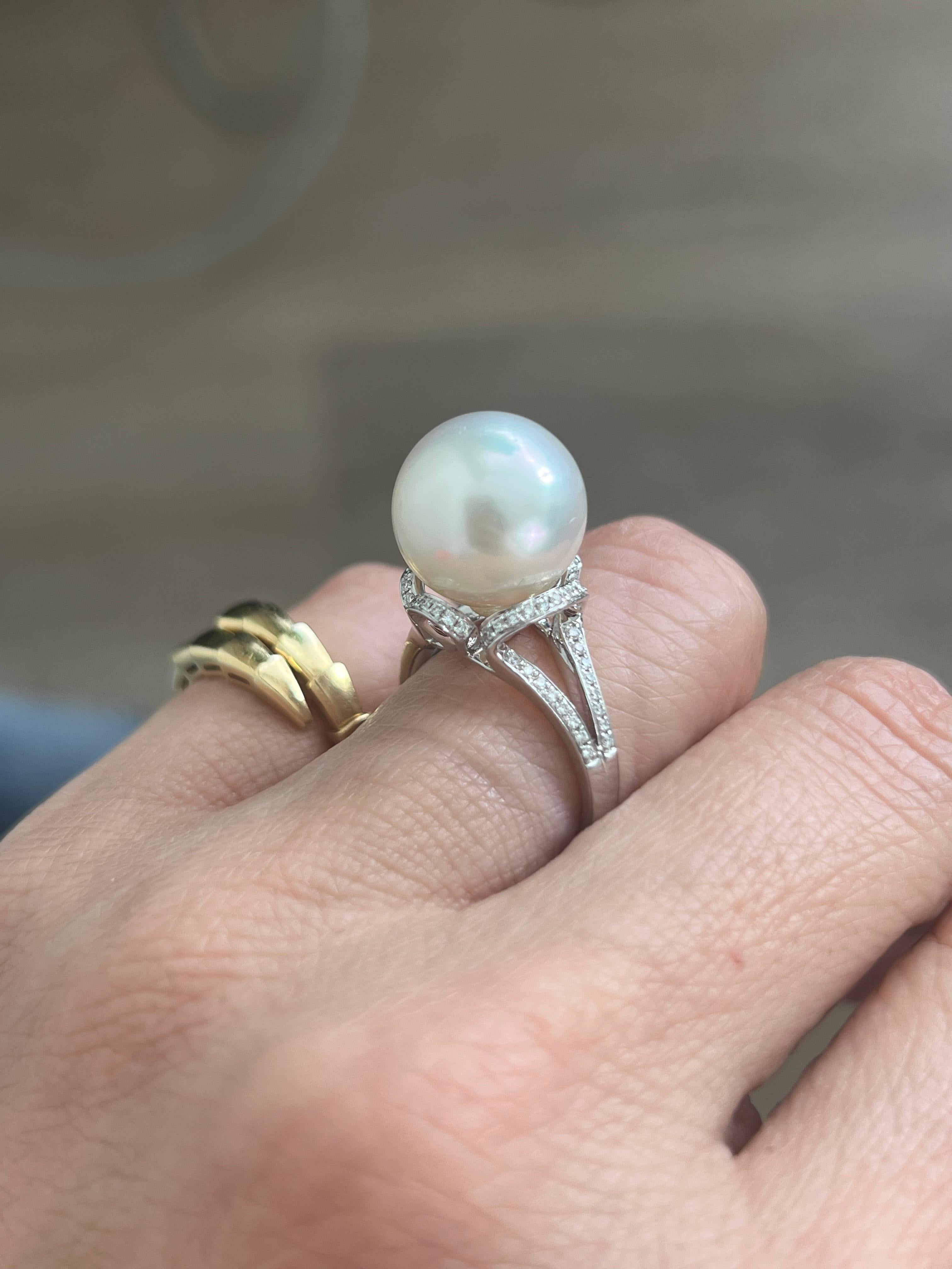 South Sea Pearl Ring 18k White Gold For Sale 5