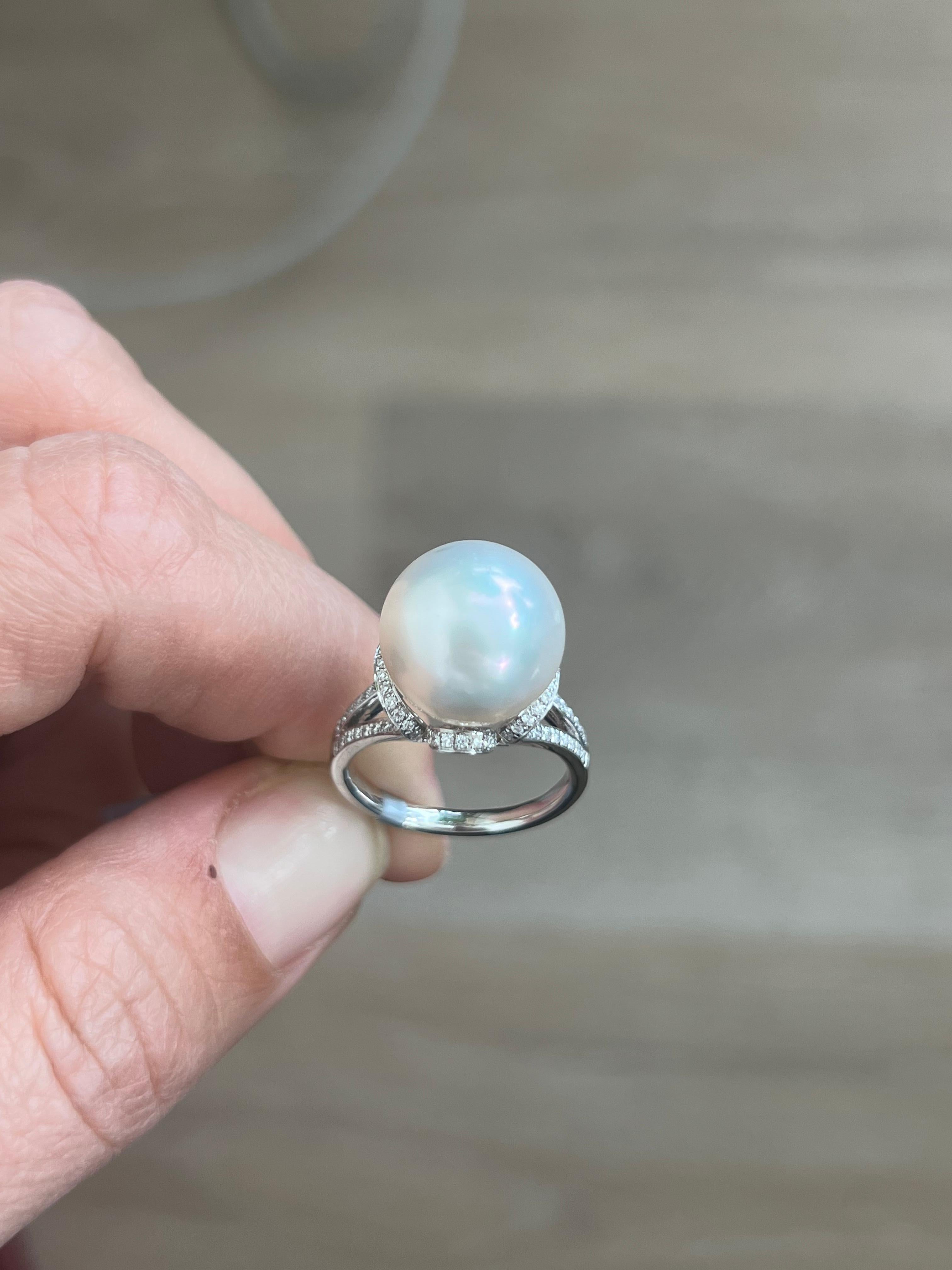 South Sea Pearl Ring 18k White Gold For Sale 7