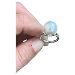 Antique South Sea Pearl Ring 18k White Gold