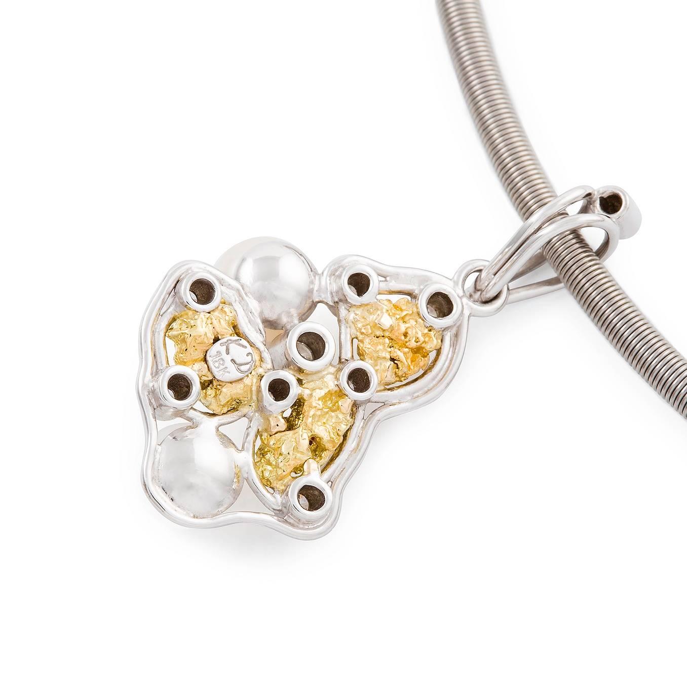 gold nugget diamond pendant