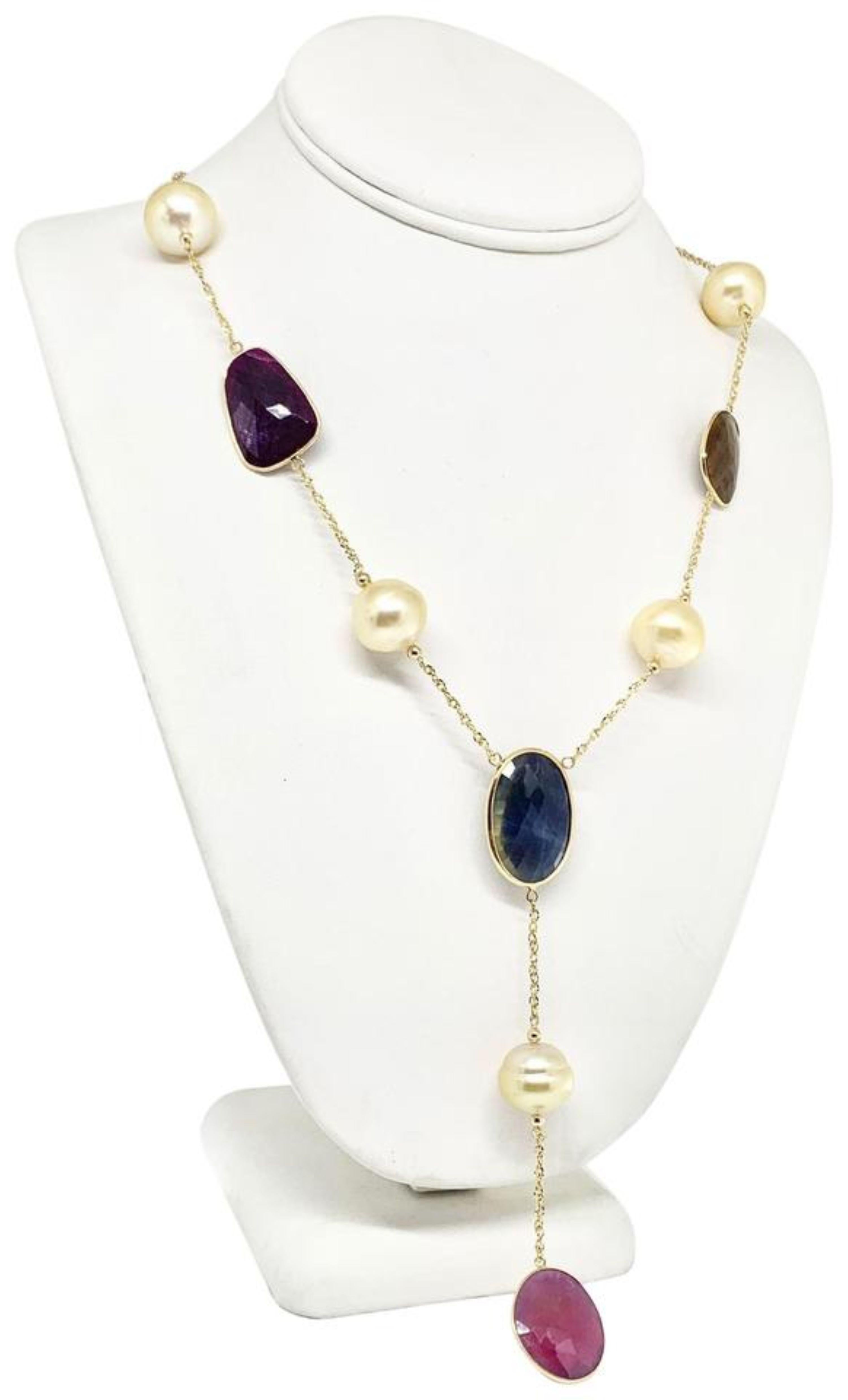Fine Quality South Sea Pearl Ruby Sapphire Necklace 15.5 mm 14k Gold Certified $4,950 820707

This is a Unique Custom Made Glamorous Piece of Jewelry!

Nothing says, “I Love you” more than Diamonds and Pearls!

This South Sea pearl necklace has been