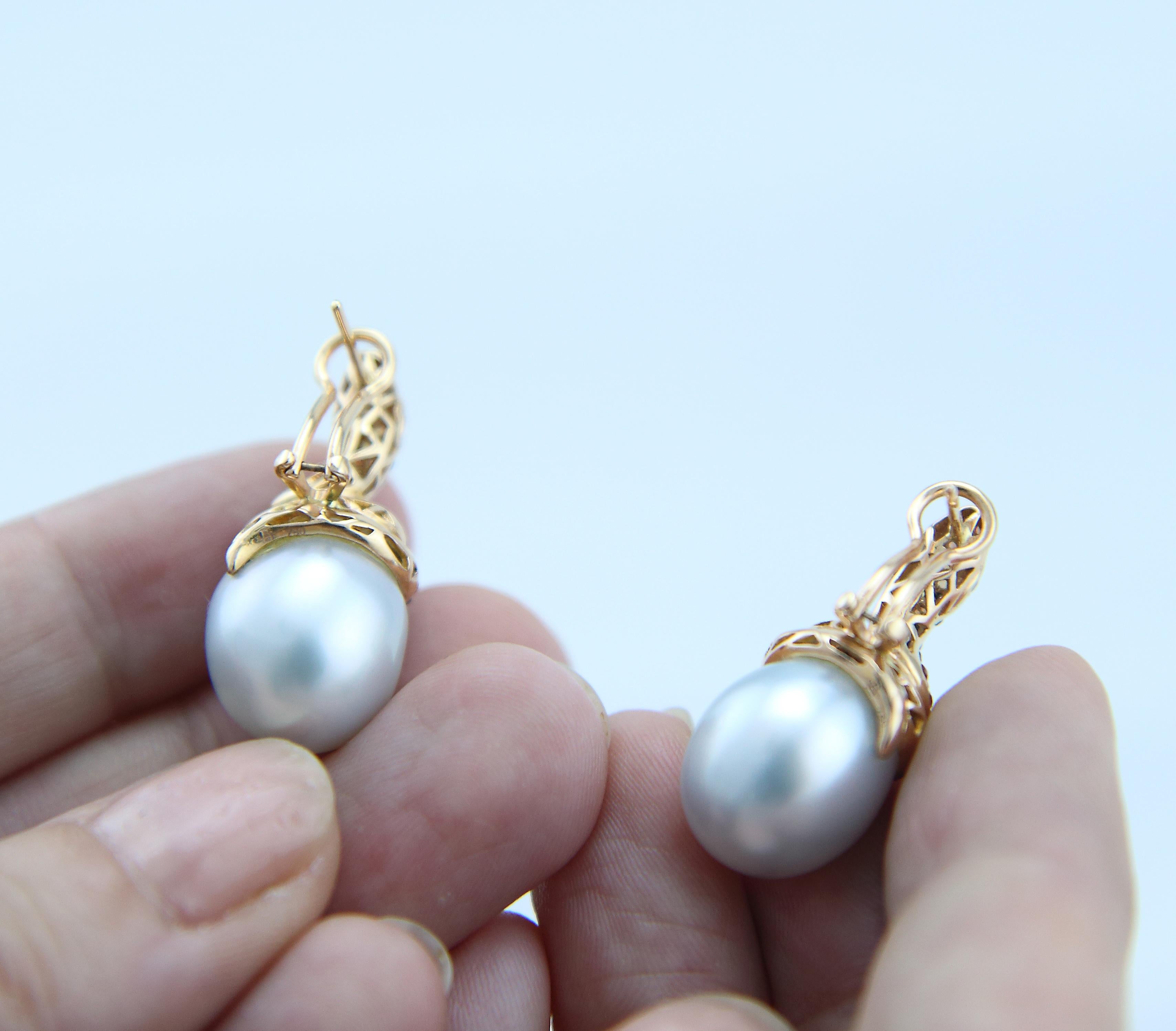 Women's South Sea Pearl, Sapphire, Diamond, Snake Earrings For Sale