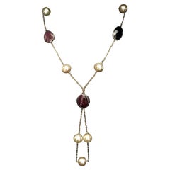 Collar Perla del Mar del Sur Zafiro Rubí 14 Kilates Italia Certificado