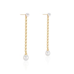 South Sea Pearl Shoulder Duster Earrings in 22 Karat Gold