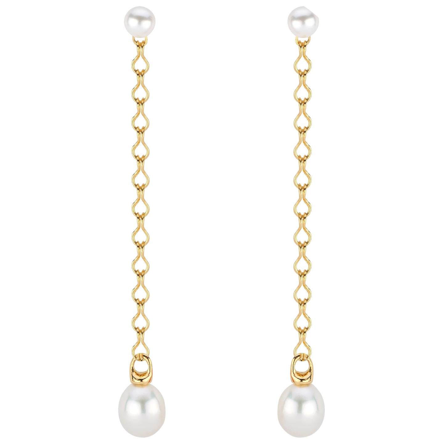 South Sea Pearl Shoulder Duster Earrings in 22 Karat Gold For Sale