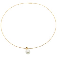 South Sea Pearl Sliding Bail Pendant on 18 Karat Rose Gold Collar Necklace