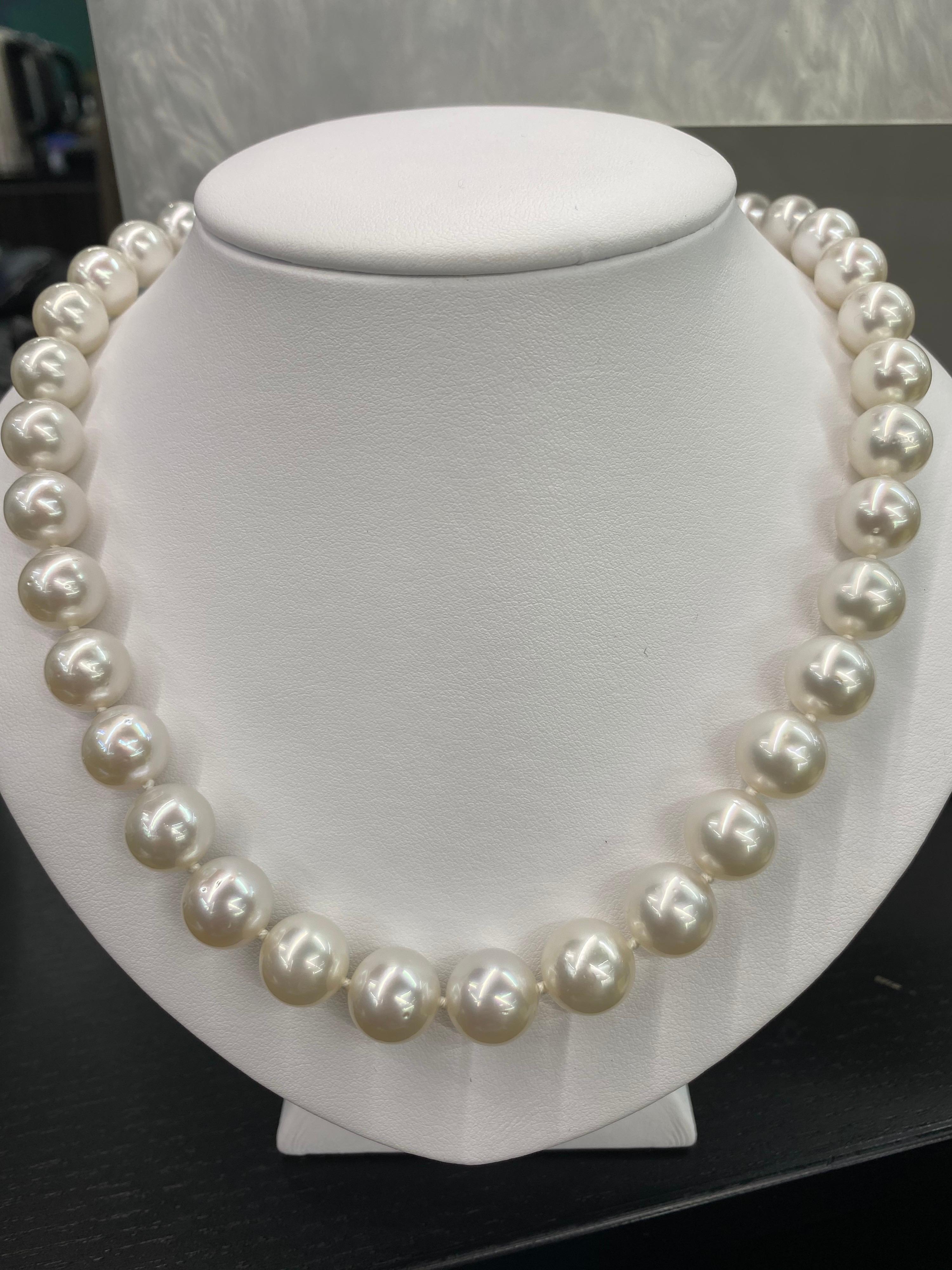 South Sea Pearl Stand Necklace 14 Karat White Gold 4