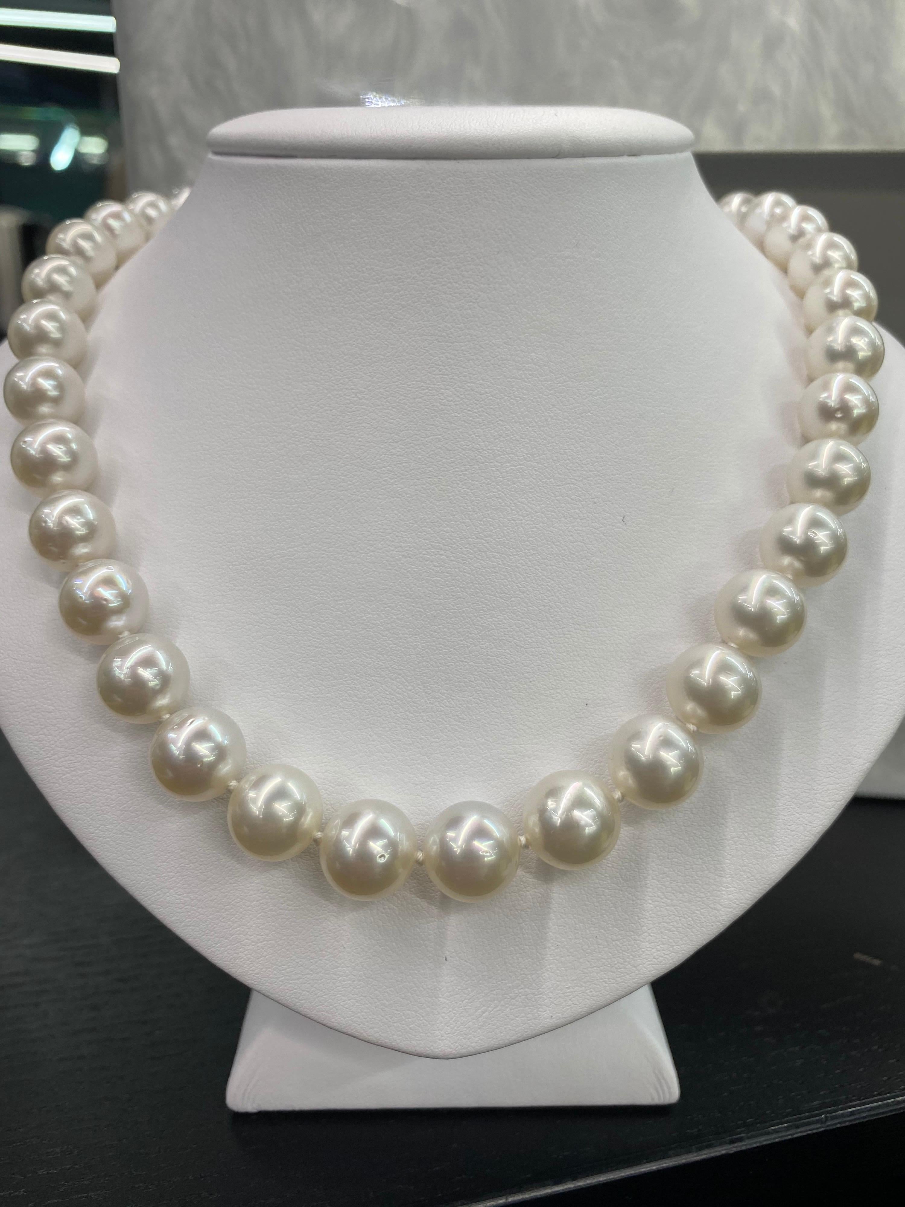 South Sea Pearl Stand Necklace 14 Karat White Gold 7