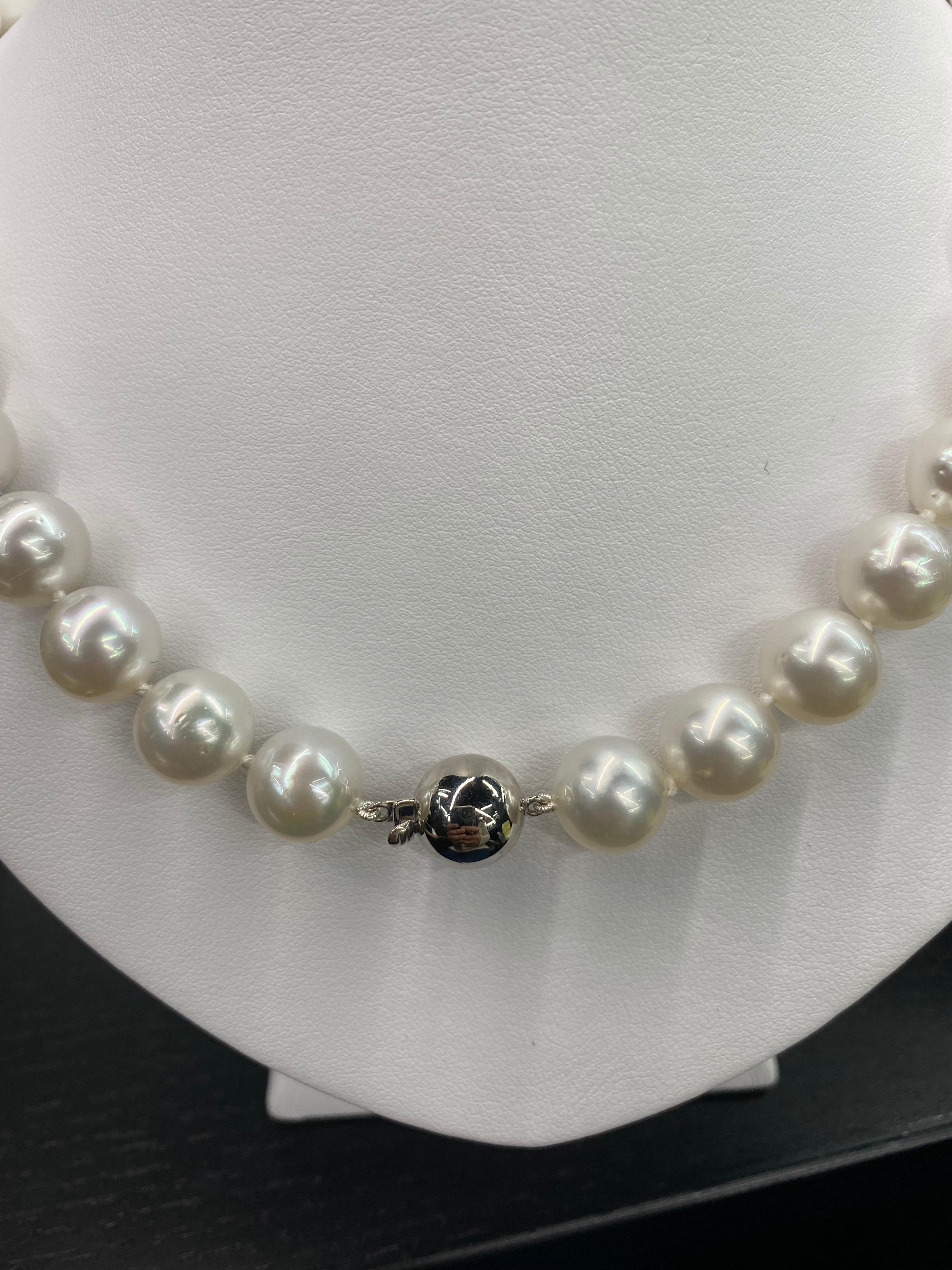 South Sea Pearl Stand Necklace 14 Karat White Gold 8