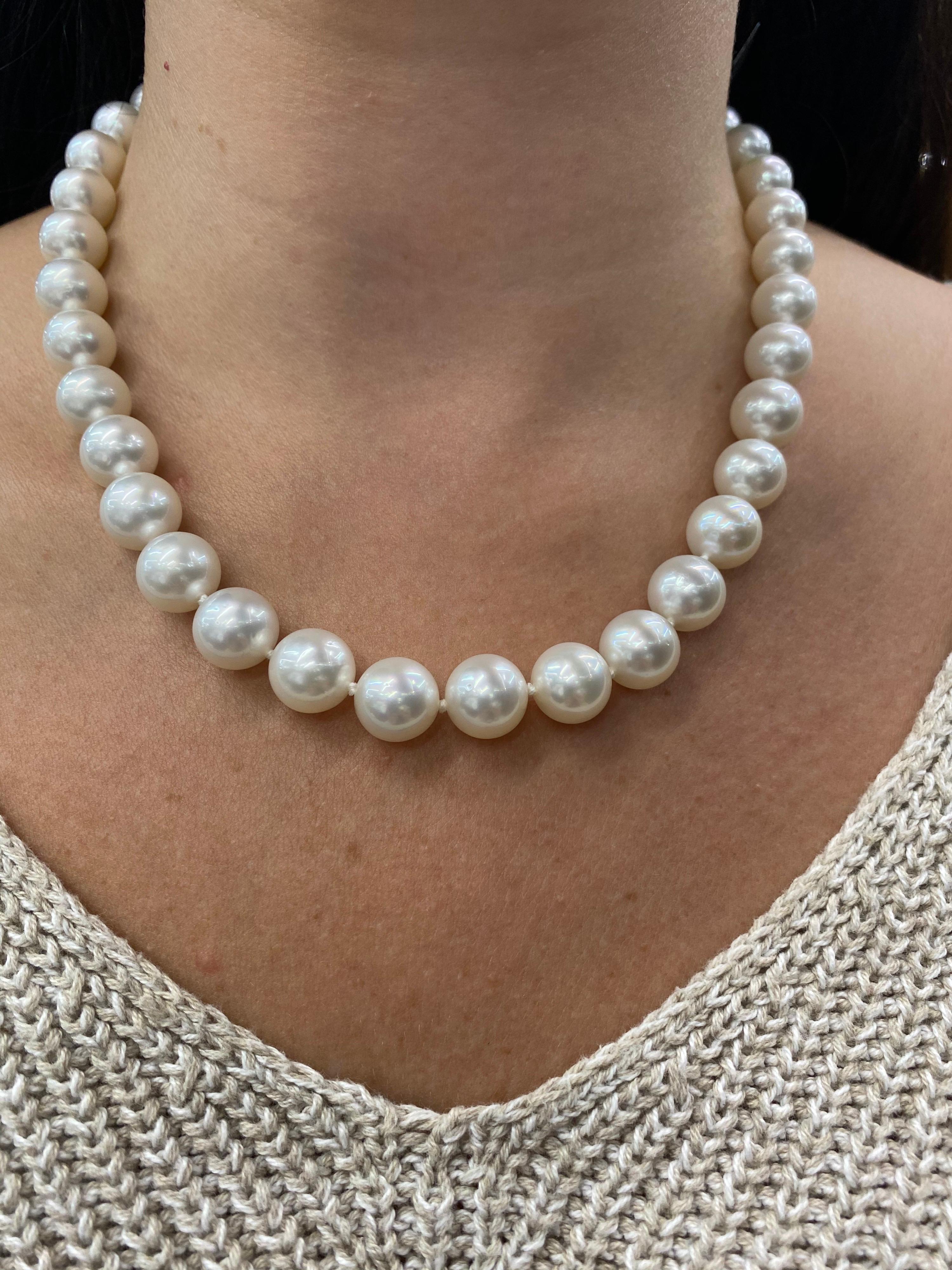 South Sea Pearl Stand Necklace 14 Karat White Gold 9