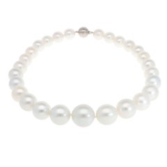 South Sea Pearl Strand Necklace with White Gold Diamond Clasp