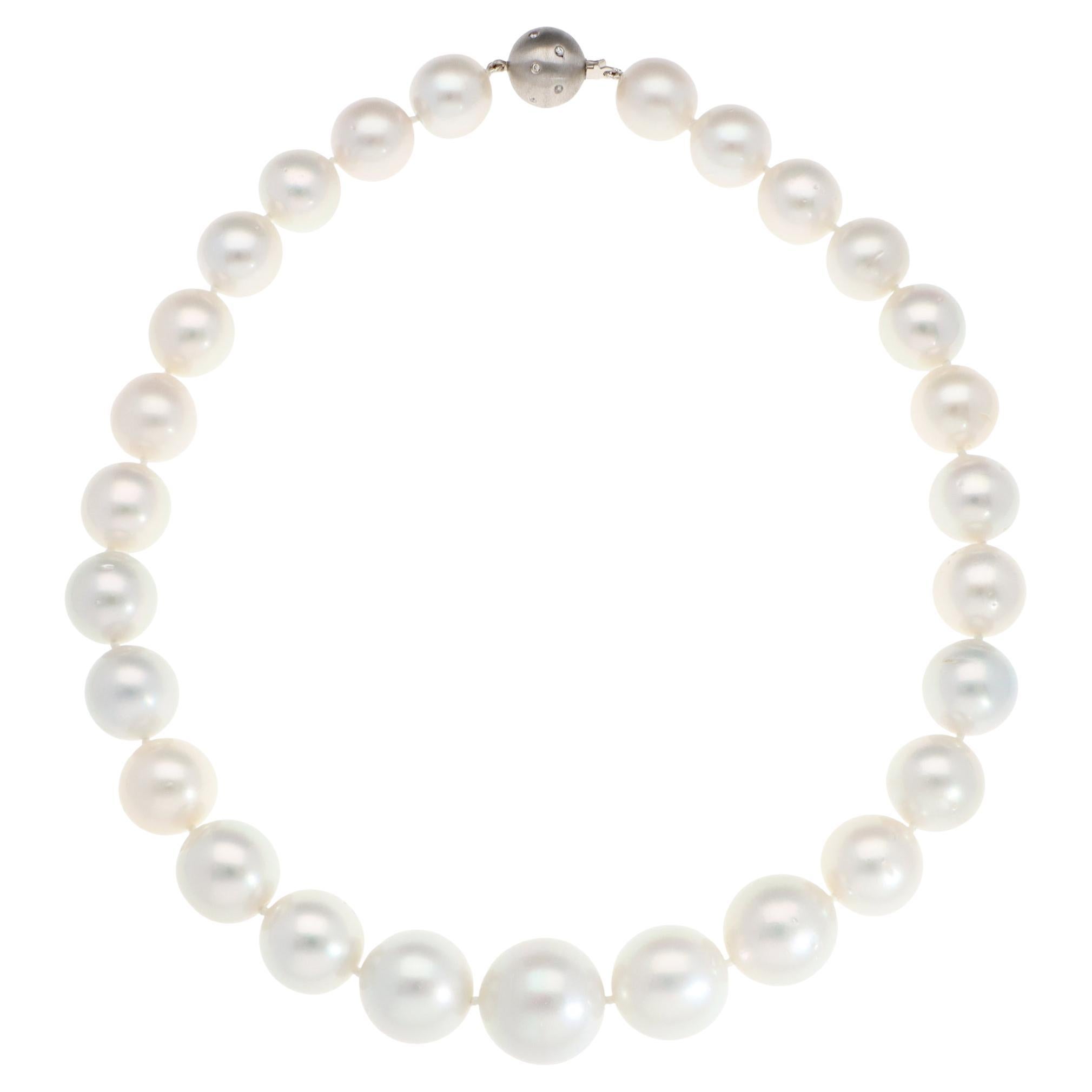 South Sea Pearl Strand Necklace with White Gold Diamond Clasp