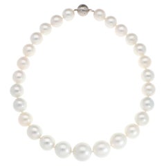 South Sea Pearl Strand Necklace with White Gold Diamond Clasp