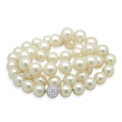 South Sea Pearl Strand with 18 Karat White Gold Diamond Ball Closure
