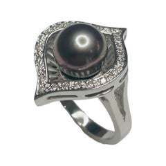 South Sea Pearl Tahitian Black Pearl with Diamond Ring