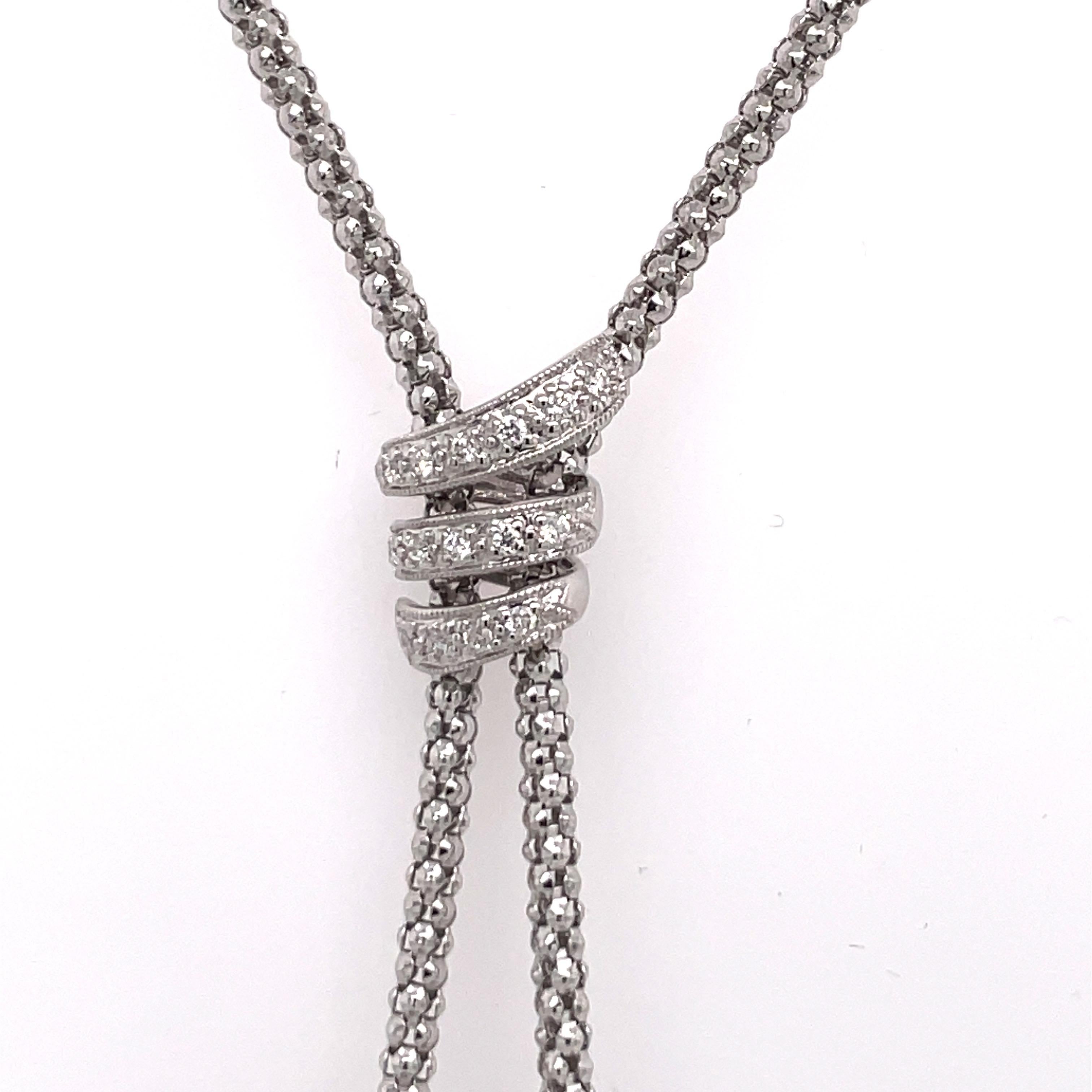 Südseeperlen-Tahiti-Diamant-Lariat-Halskette 12-13 MM 18 Karat Weißgold (Rundschliff) im Angebot