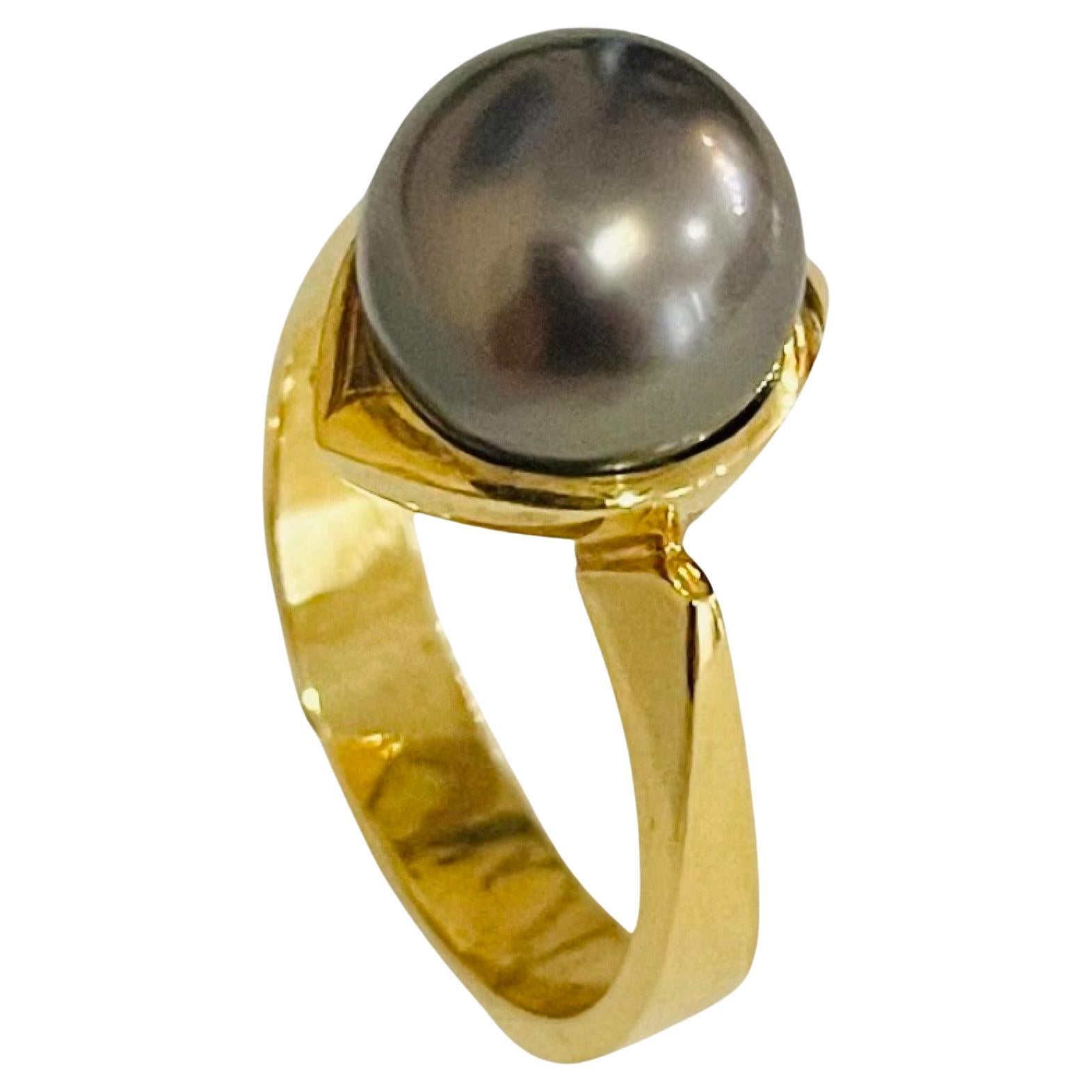 South Sea Pearl Tahitian Natural Color Black Pearl Ring For Sale