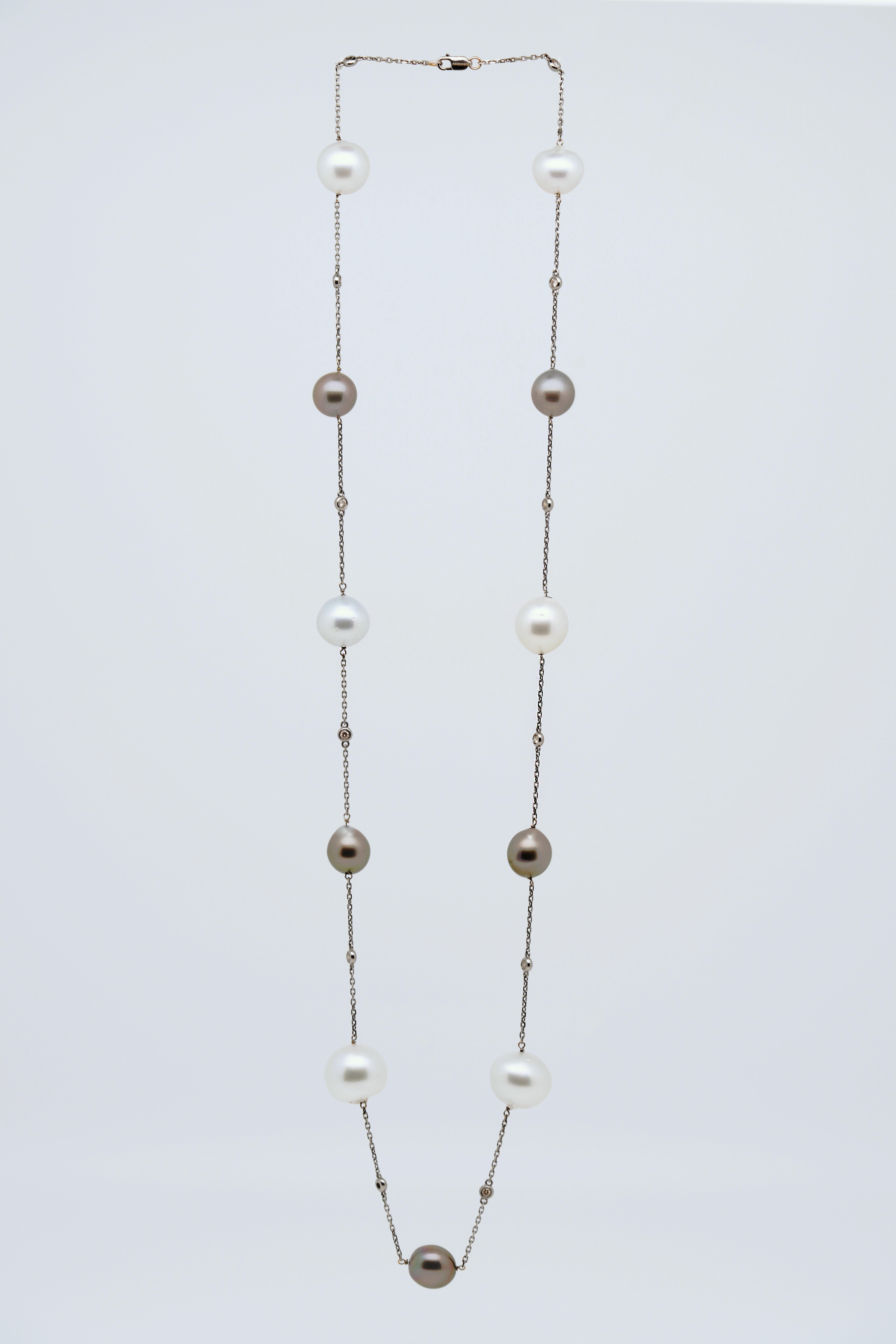 Südseeperlen-, Tahiti-Perlen- und Diamant-Halskette, 18 Karat Gold, Austy Lee im Zustand „Neu“ im Angebot in Hong Kong, HK
