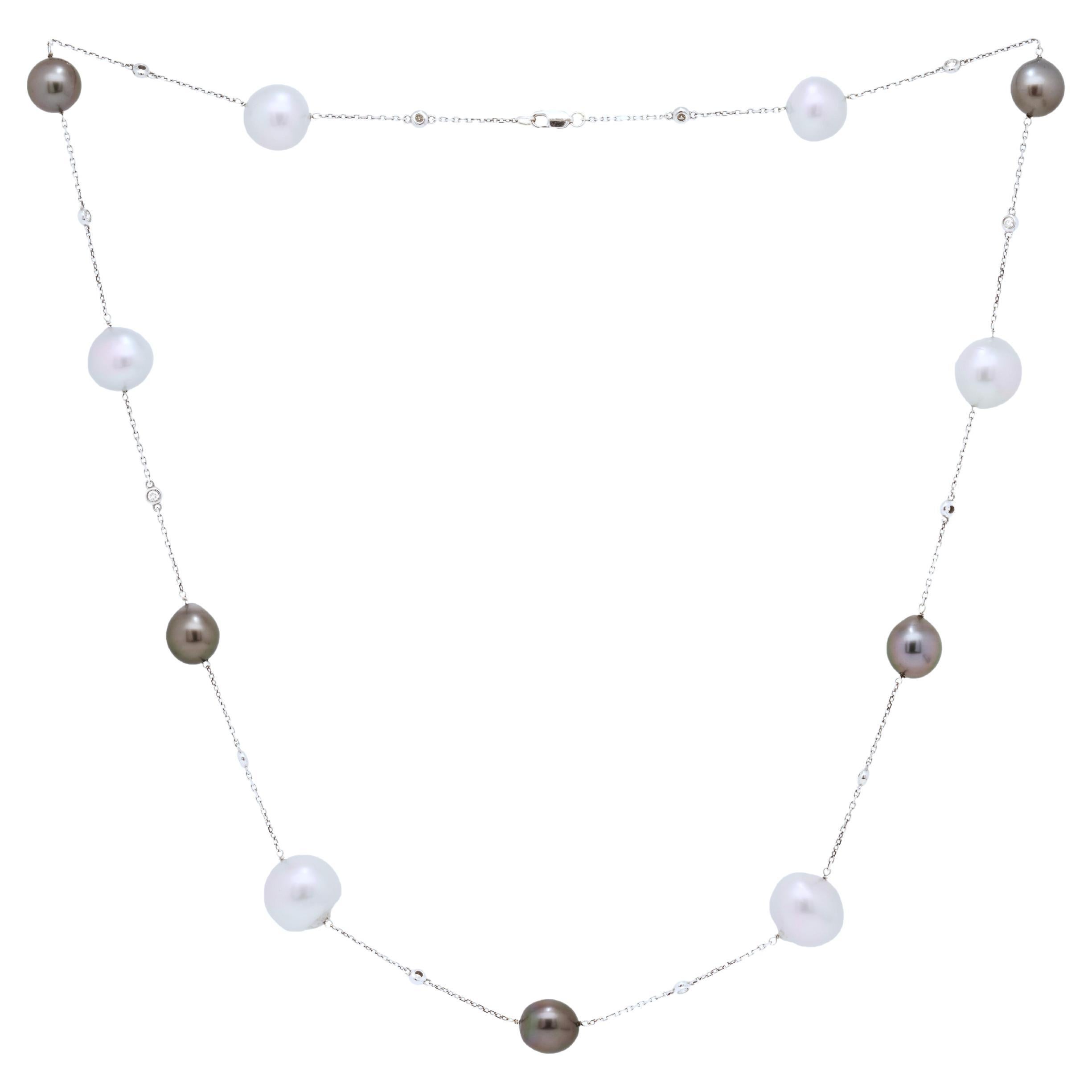 South Sea Pearl, Tahitian Pearl & Diamond Necklace, 18K Gold, Austy Lee