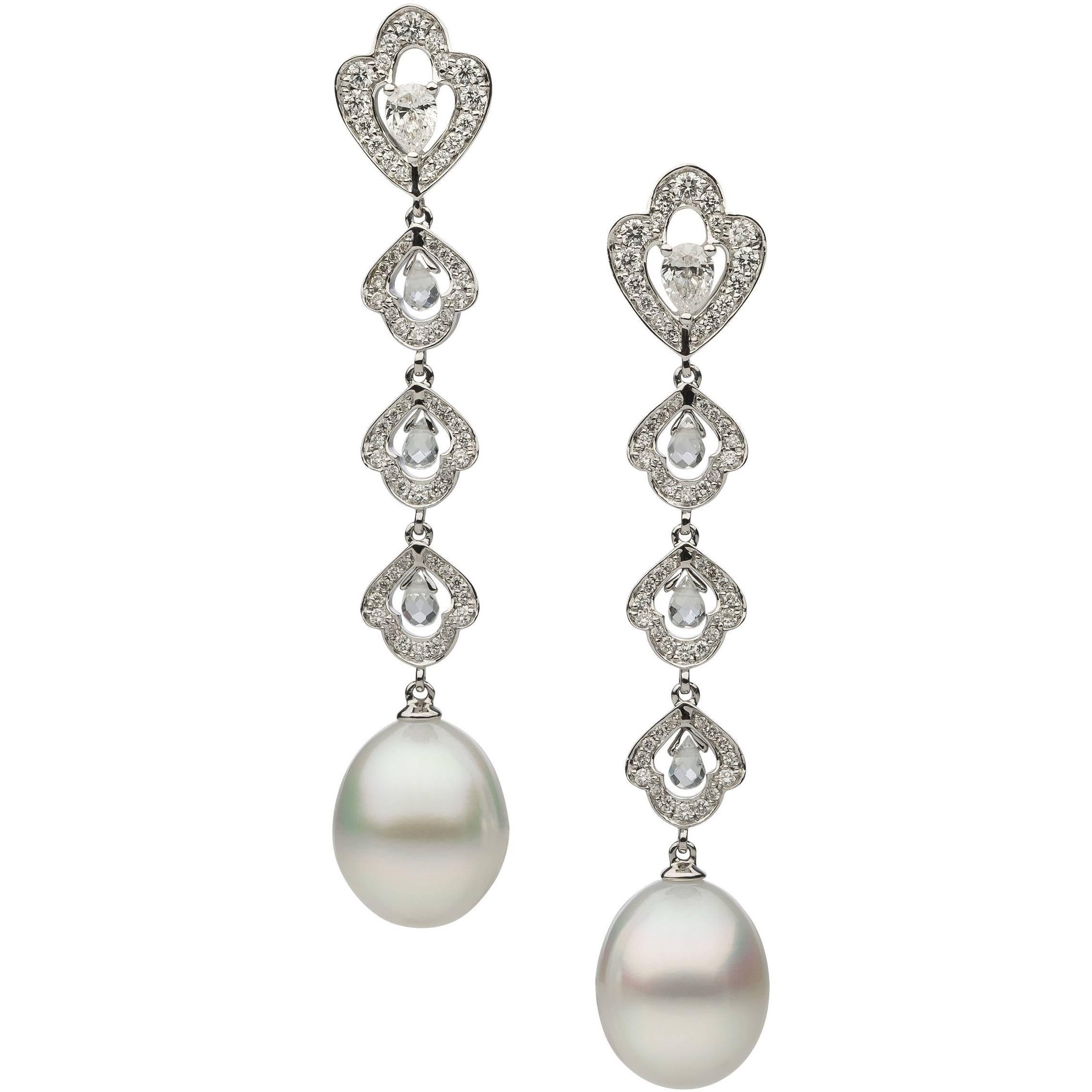 South Sea Pearl White Diamond Topaz Earrings