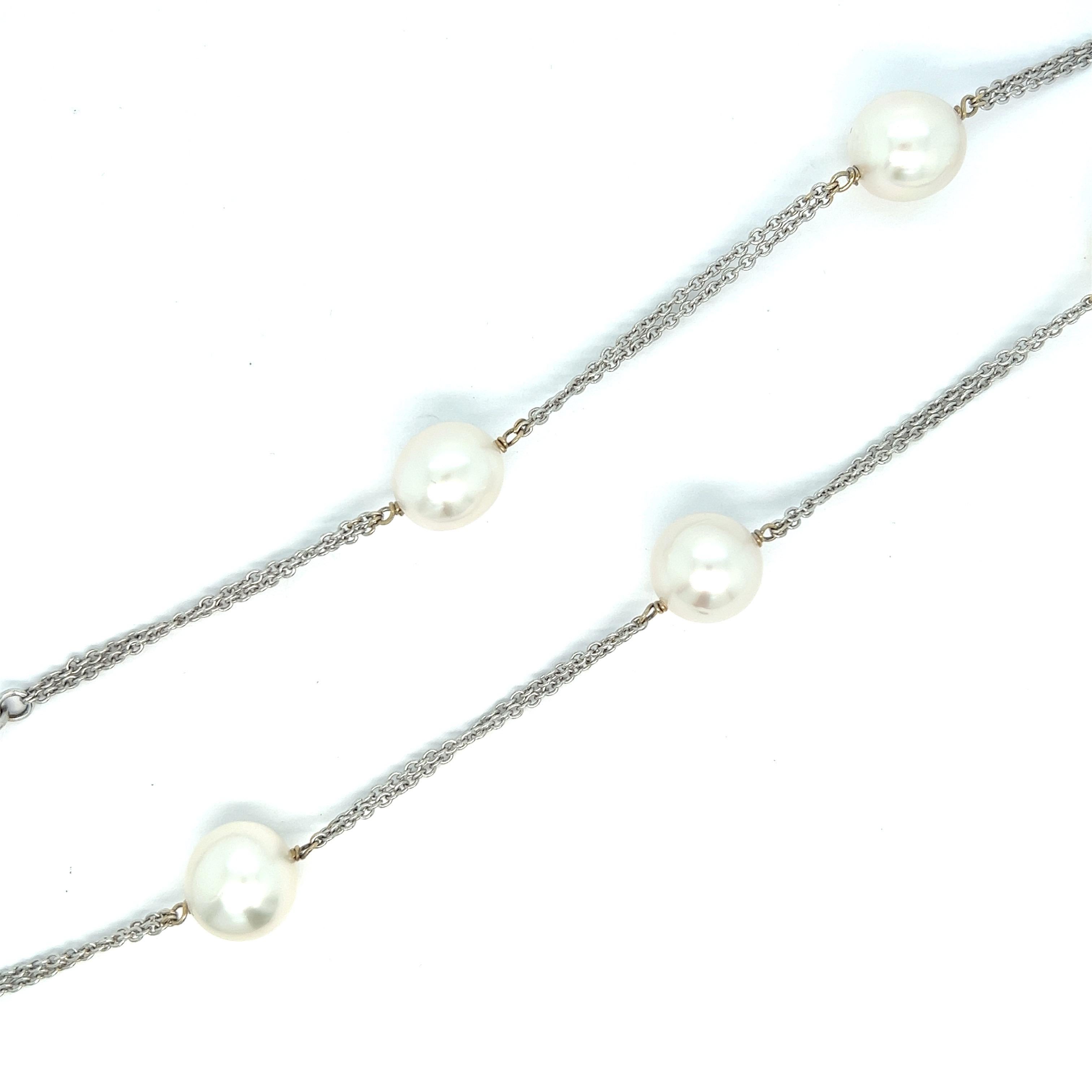 Uncut South Sea Pearl White Gold Necklace For Sale
