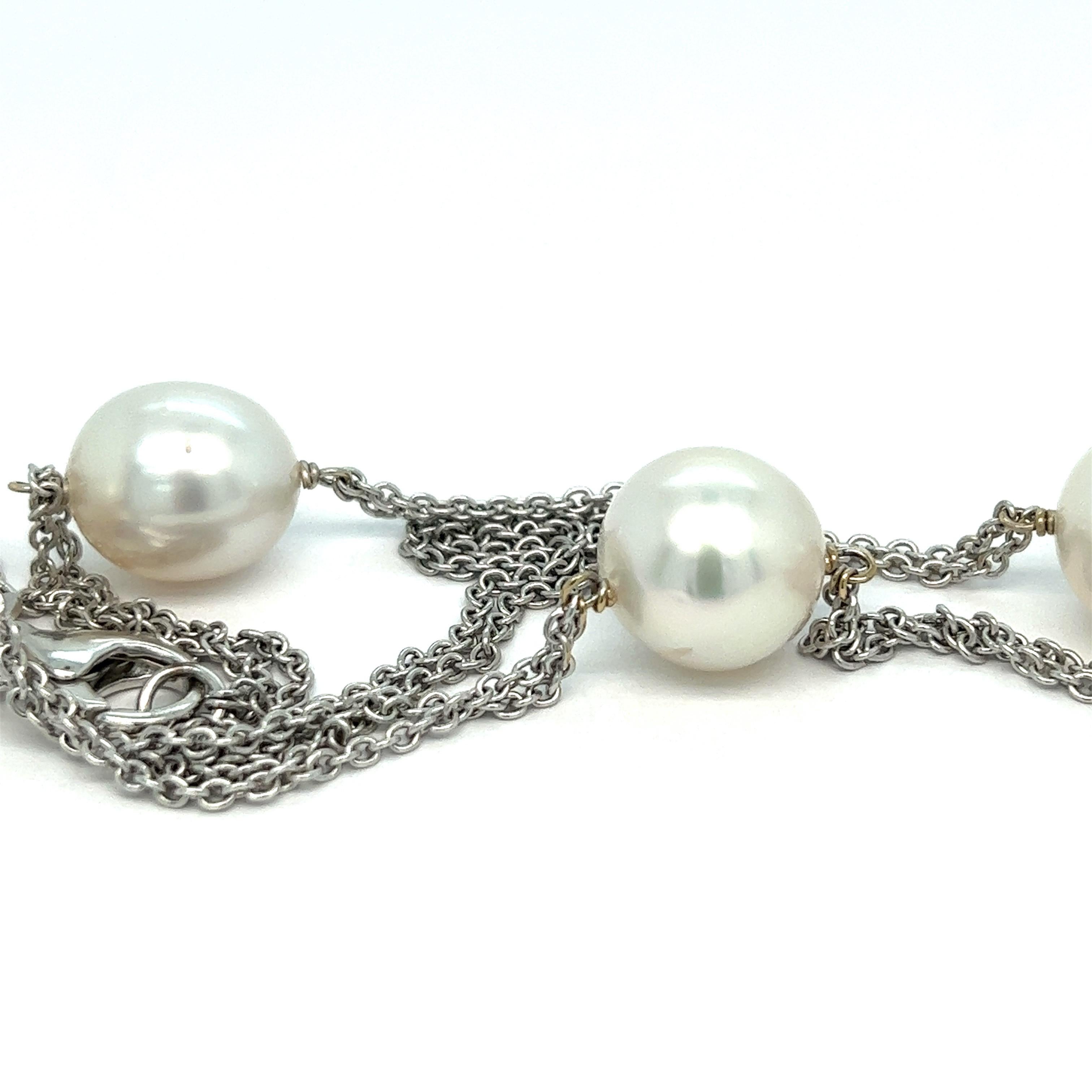 Collier de perles des mers du Sud en or blanc Excellent état - En vente à New York, NY