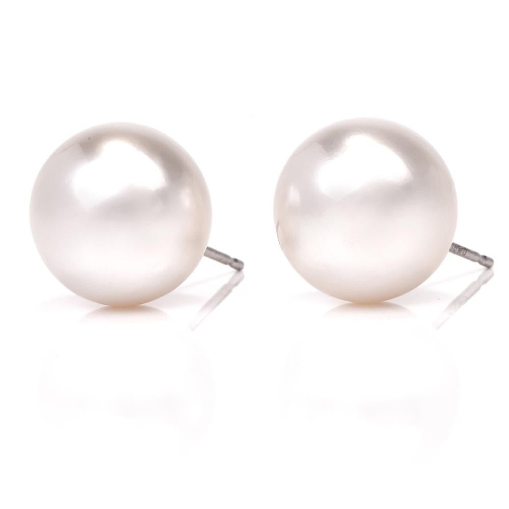 Women's South Sea Pearl White Gold Stud Earrings