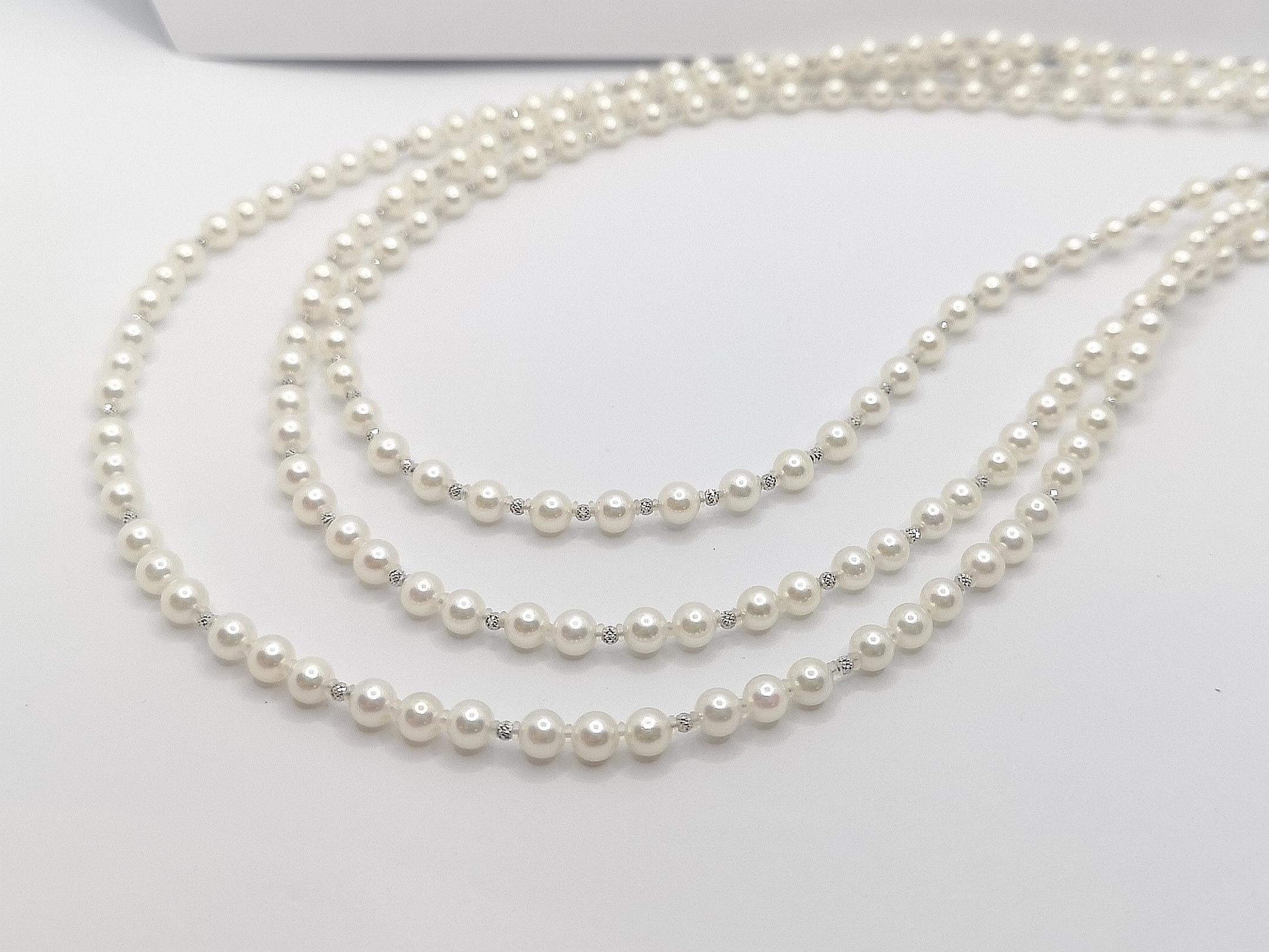 Women's South Sea Pearl with Akoya Pearl Necklace Set in 18 Karat White Gold Settings For Sale